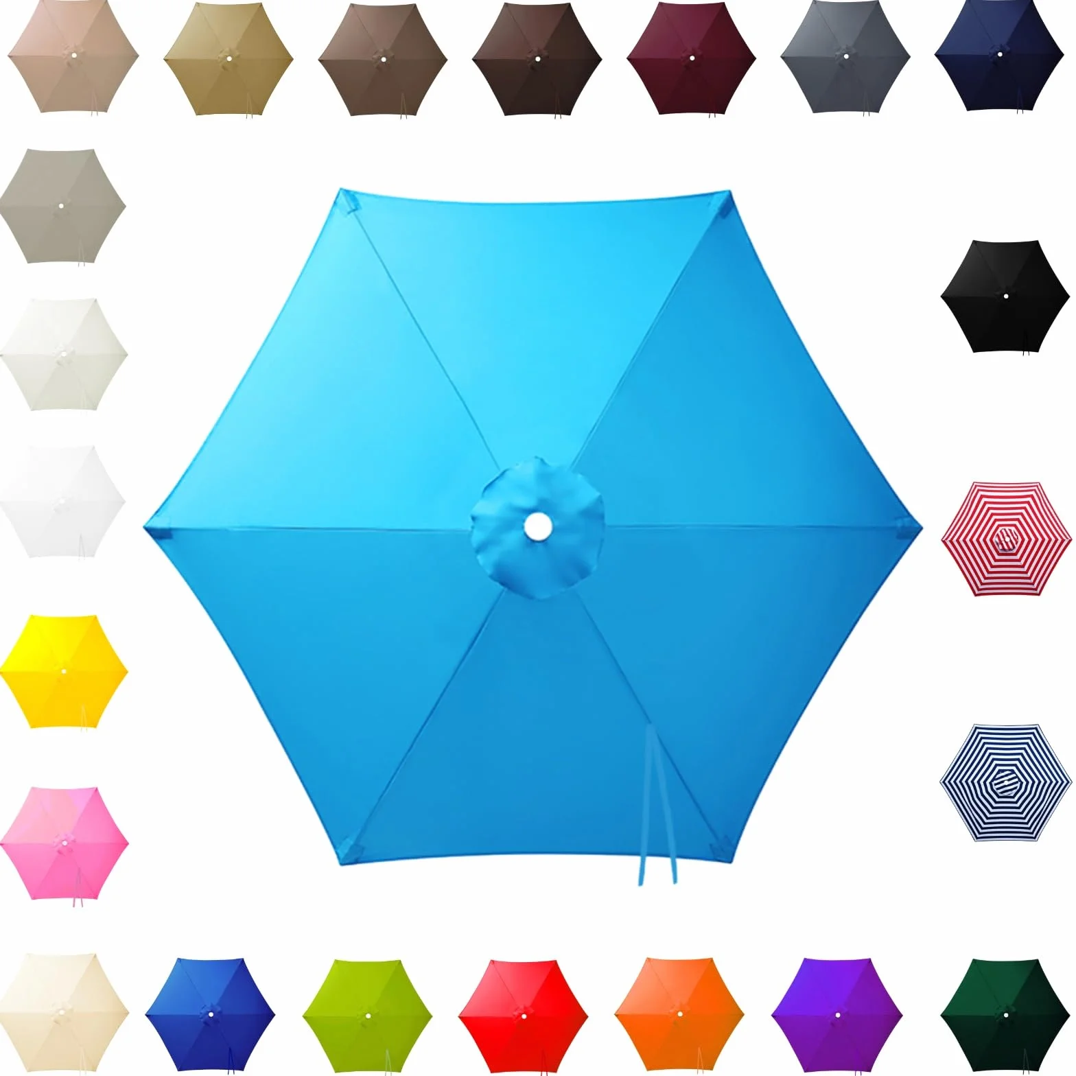 Poszycie na Parasol Ogrodowy 2.0m-3.0m 6 Ramion Wodoodporna Tkanina Zamienna Daszek UV30+