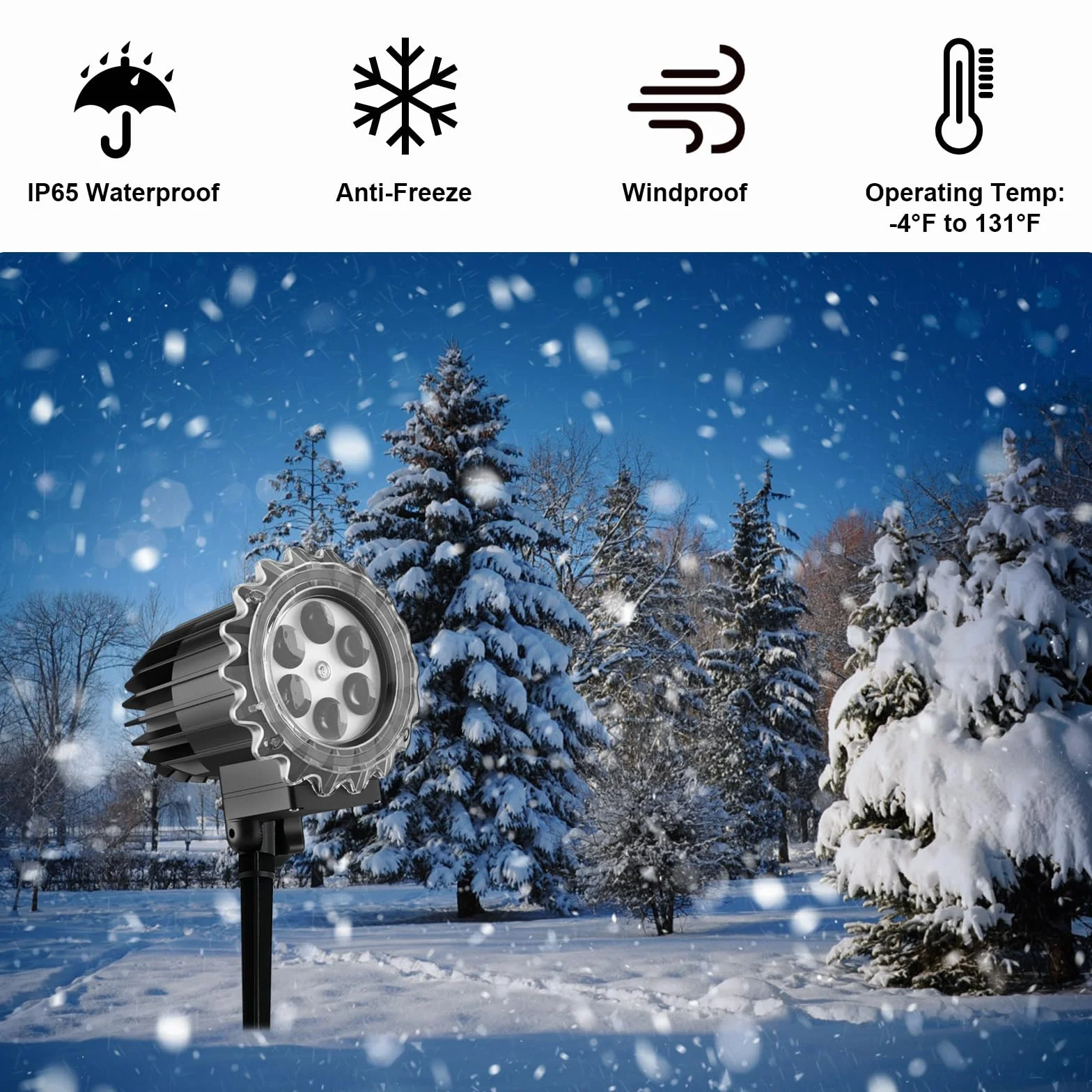 GuKKK Lampa projektorowa płatek śniegu na zewnątrz, projektor LED Boże Narodzenie na zewnątrz, IP65 wodoodporny projektor bożonarodzeniowy z efektem świateł opadającego śniegu do dekoracji
