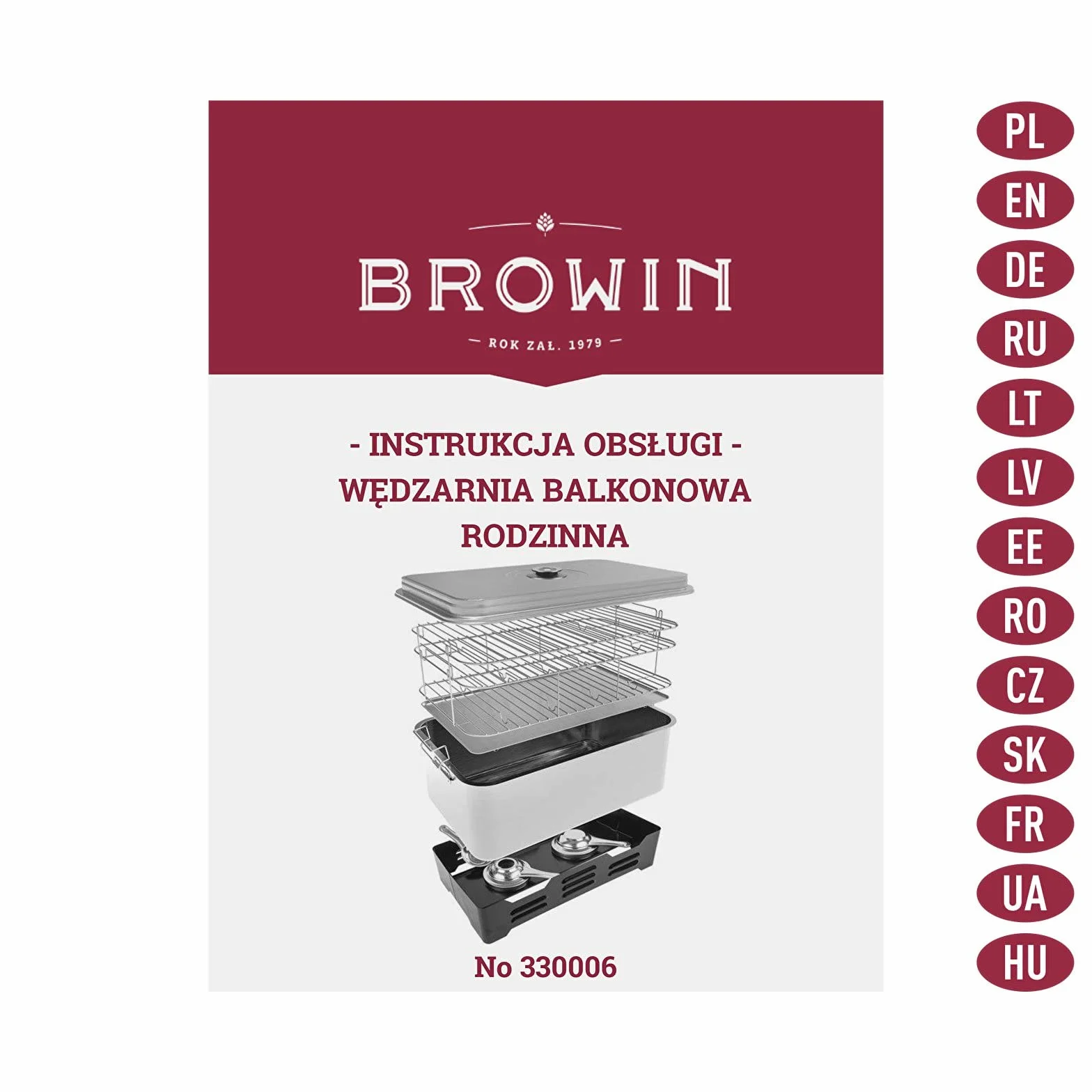 BROWIN Zestaw wędzarniczy stołowy ze stali nierdzewnej z termometrem 330006