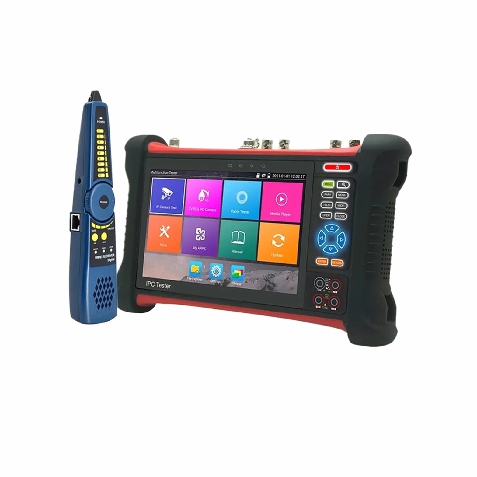 Tester CCTV, 7-calowy 4k CCTV IPC Tester 8MP | Z TVI CVI SDI CVBS IP AHD 6 W 1 Monitor testera kamery z POE UTP TDR Miernik mocy optycznej do testowania kamer CCTV i IP.