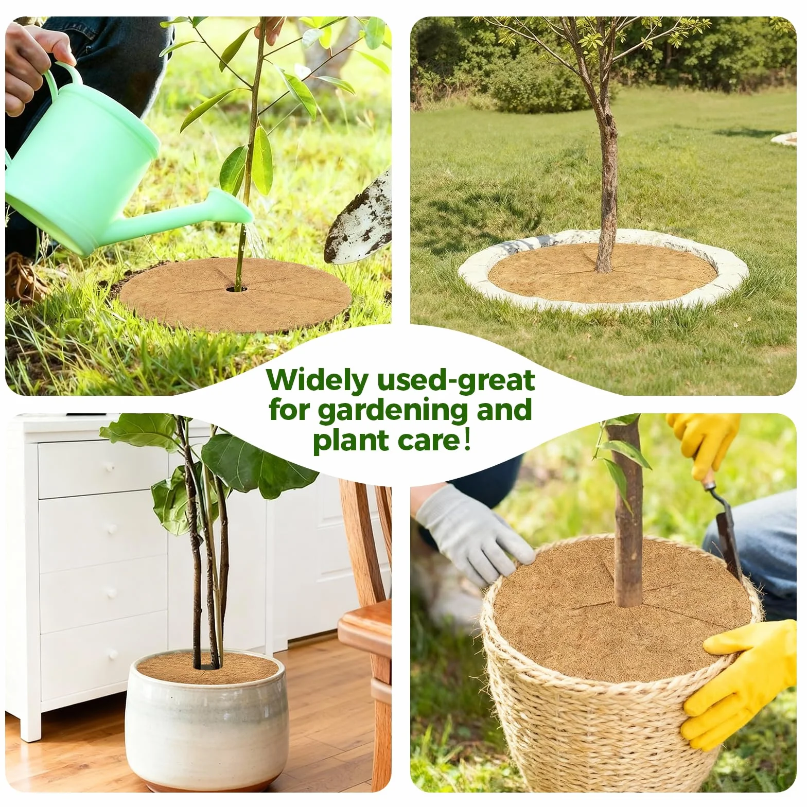 Bamworld Mata Ochronna do Drzew z Włókna Kokosowego 60 cm 4 Szt. – Naturalna Mata Ściółkująca do Zabezpieczania Roślin, Donic i Krajobrazu (Brązowy)