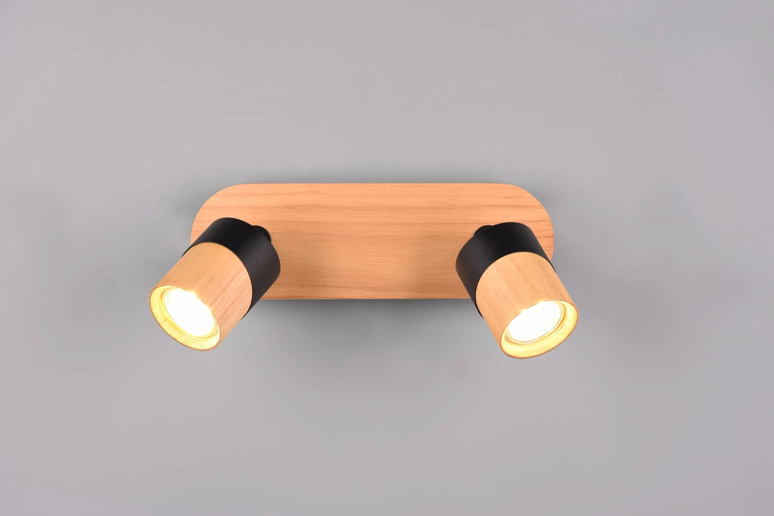 Trio Leuchten Lampa sufitowa ARUNI 801100232, matowy metal, naturalne drewno, nie zabraknąć 2 x GU10