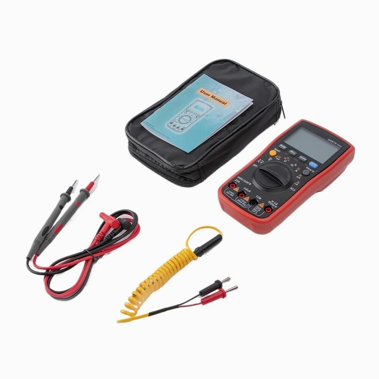 Multimetr Cyfrowy AN870 19999 Zlicza True Rms Multimetry Tester Próbnik Elektroniczny Profesjonalny Miernik Pojemności(Red Standard)