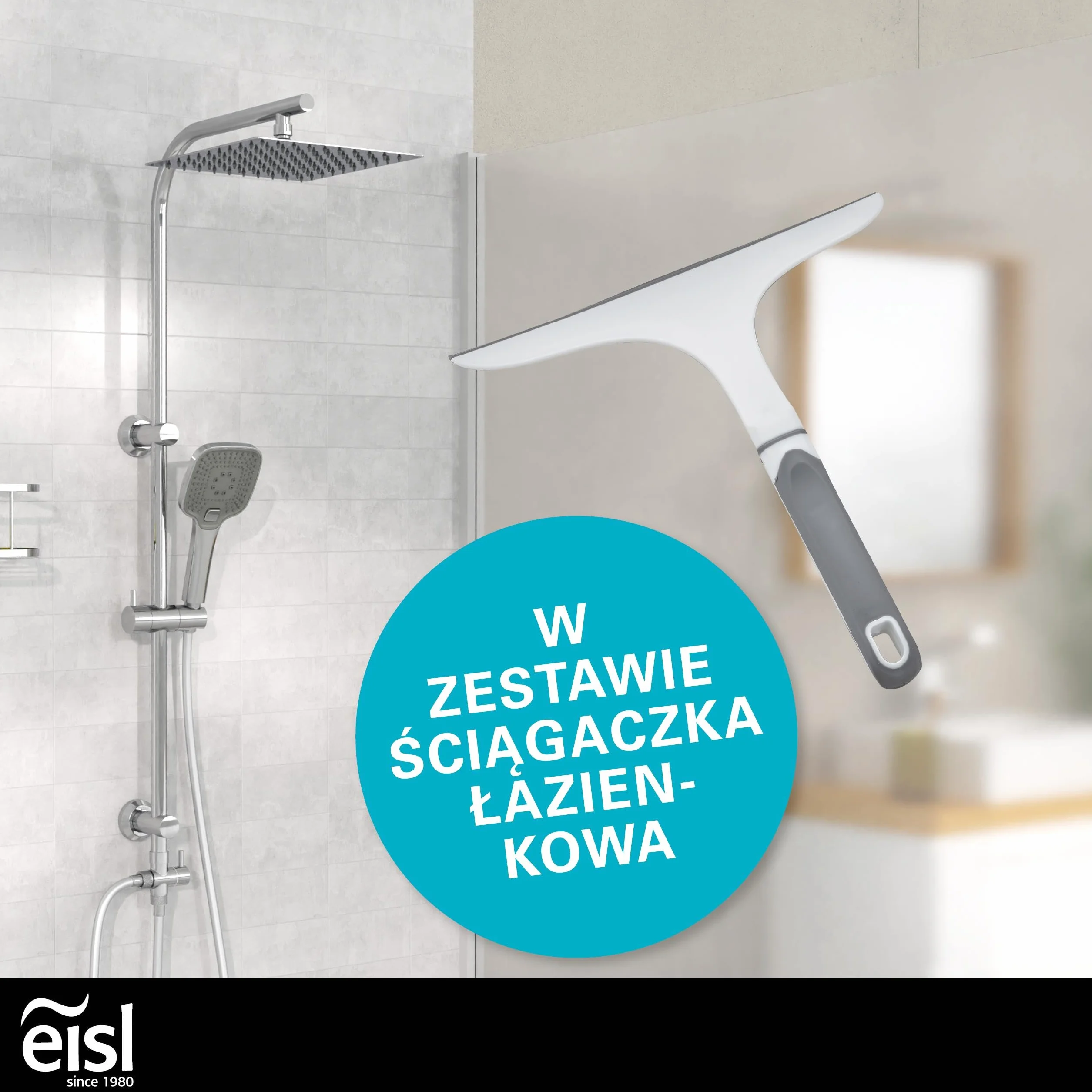 EISL EASY DELUXE zestaw prysznicowy, system prysznicowy bez armatury 2 w 1 z dużą deszczownicą ze stali nierdzewnej (300 x 300 mm) i słuchawką prysznicową, deszczownicą bez armatury, idealny do