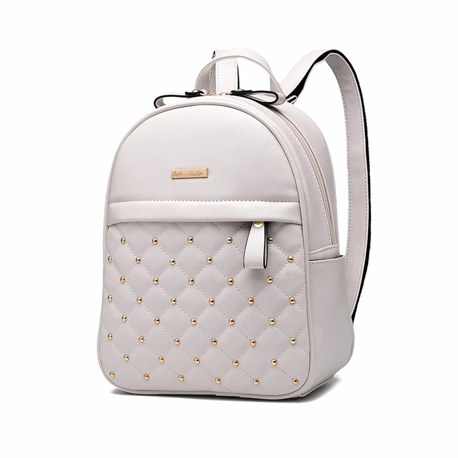 ADITAM Plecak damski Modny plecak Torebka Plecak na co dzień PU Skórzane plecaki Mały plecak Tornister College Plecak podróżny Studded Design Ciemnoniebieski