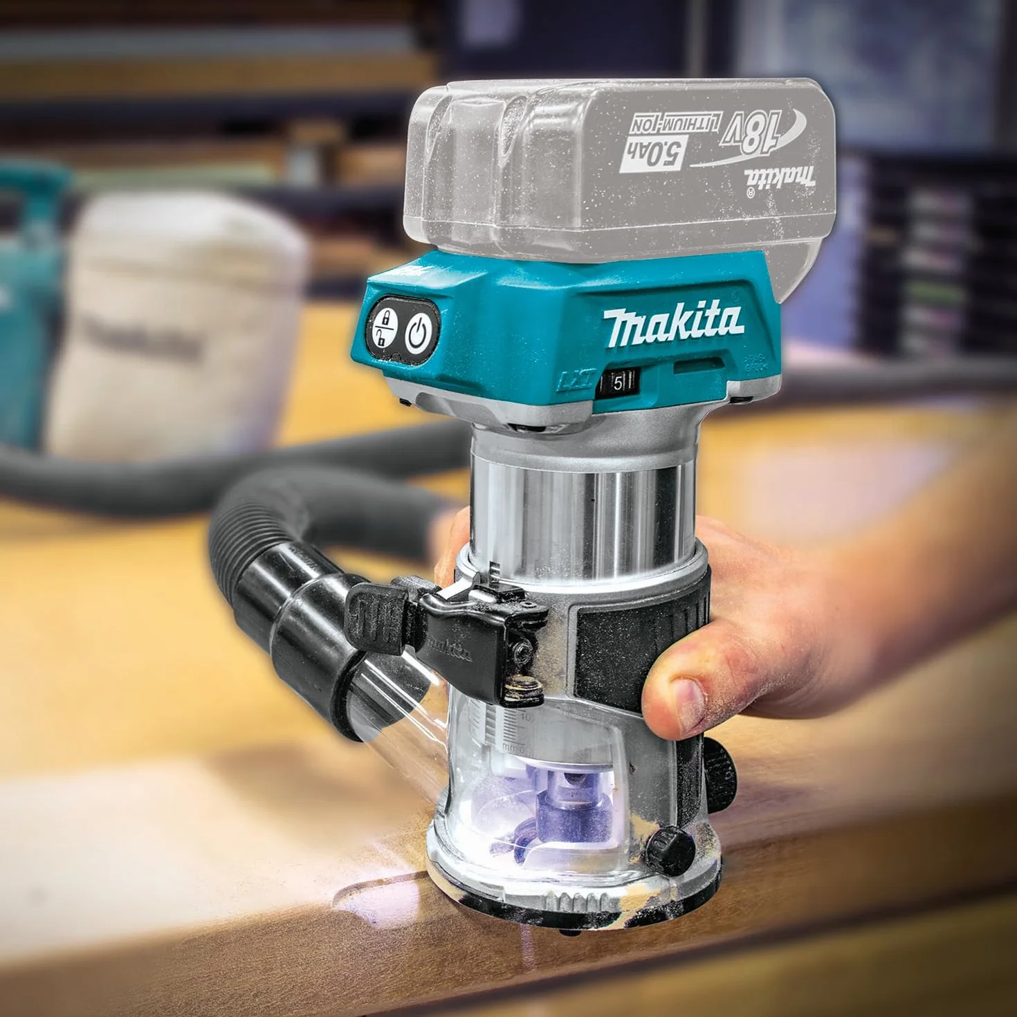 Makita DRT50ZJX2 Frezarka Wielofunkcyjna, 800 W, 18 V, Niebieski, 13.4 x 8.9 x 22.6 cm