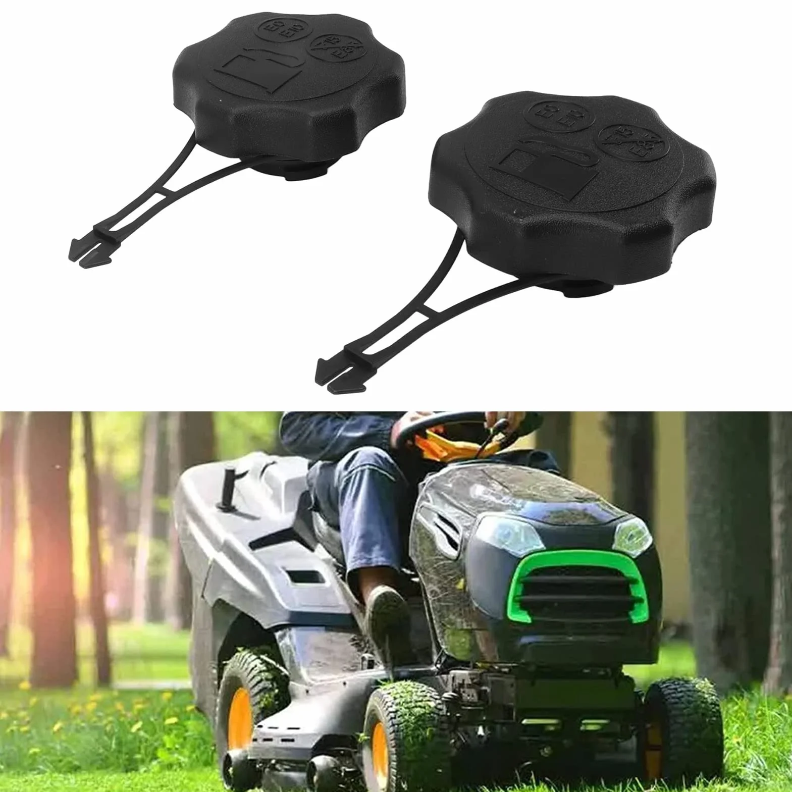 2 szt. Korek Wlewu Paliwa 594061, Korek Wlewu Paliwa Pasujący do Kosiarki Briggs and Stratton WTether 675Exi, Seria 725Exi, Kosiarka Silnikowa z pokrywą Zbiornika Paliwa na Uwięzi