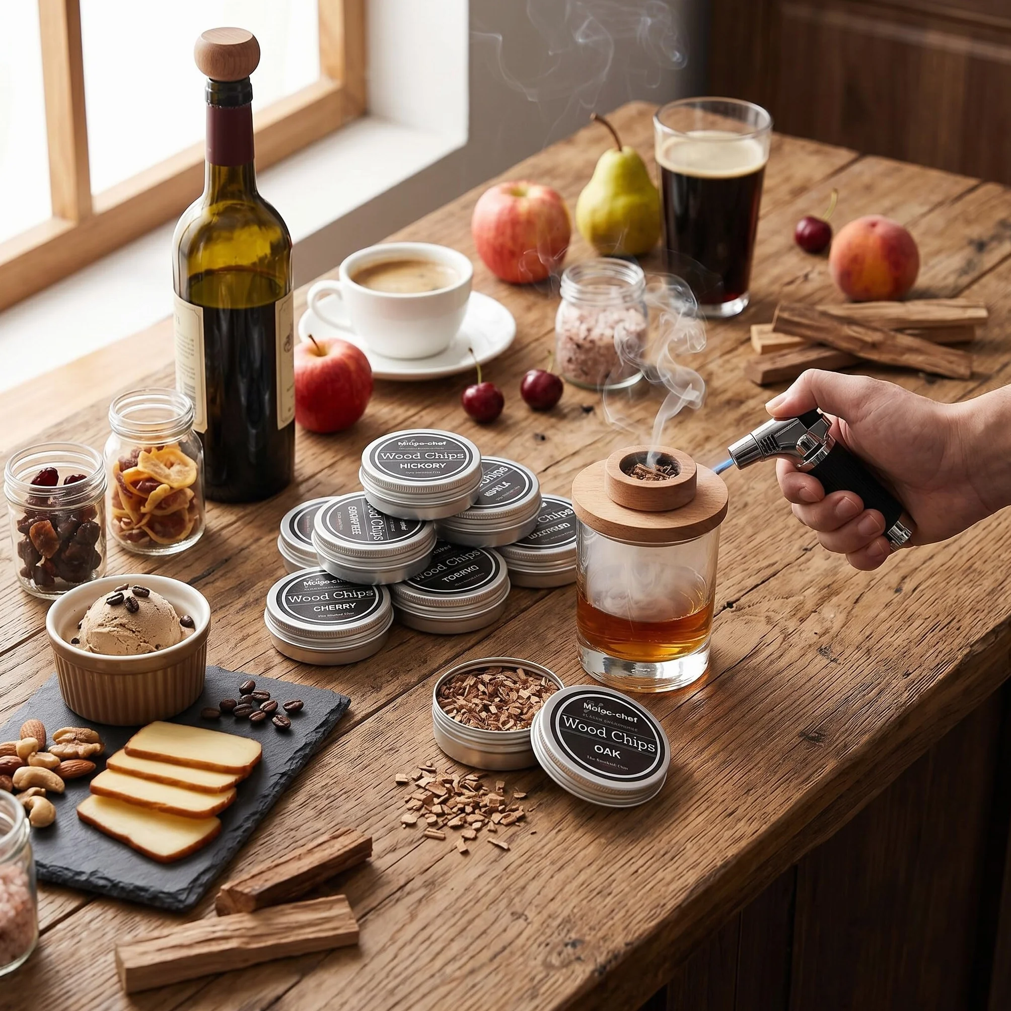 Zestaw do Wędzenia Koktajli 8 szt. Zrębki Drewna Whisky Wędzone