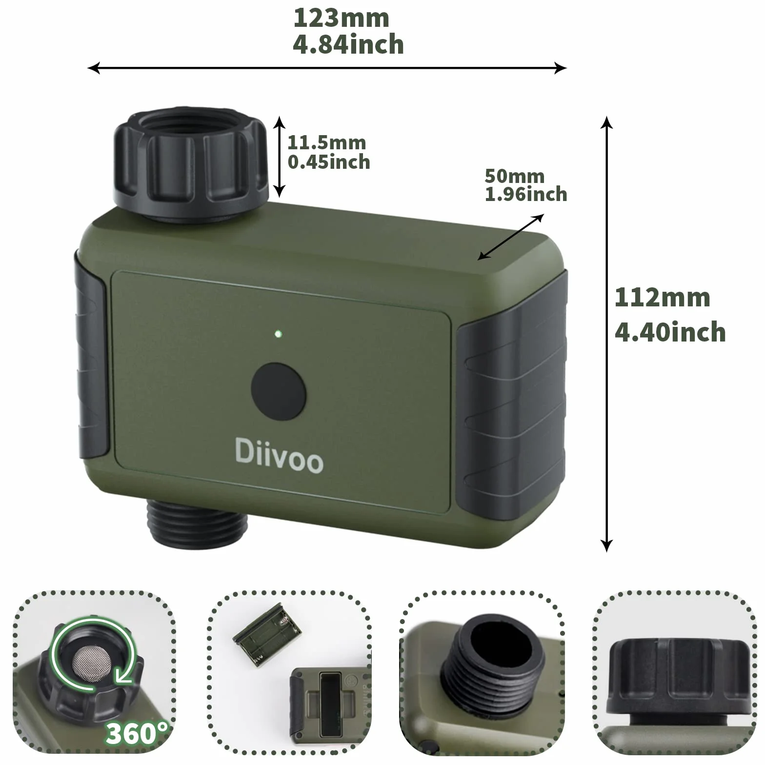 Diivoo Sterownik nawadniania Bluetooth, automatyczny zegar do ogrodu, kompatybilny z Alexa, 1 wyjście