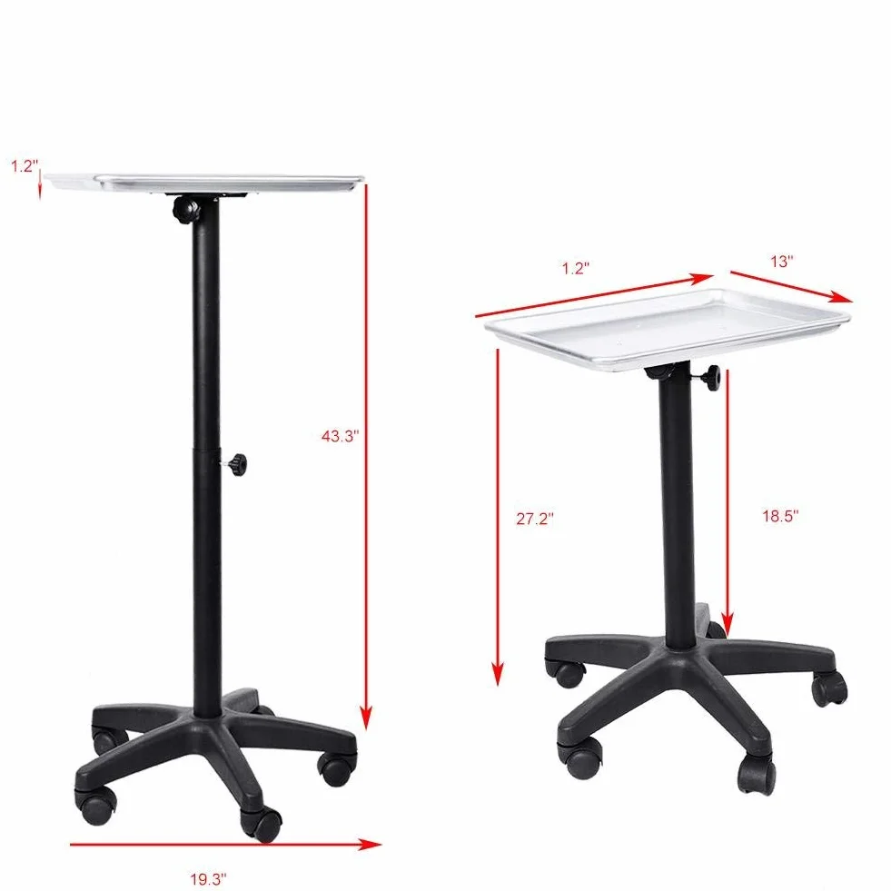Wózek do przechowywania fryzjera, wózek do salonu na kołach aluminiowych, taca na narzędzia mobilne na kółkach Taca na narzędzia do fryzjera Kosmetyczka Tattoo Beauty Manicure 45 x 33 x 65 cm