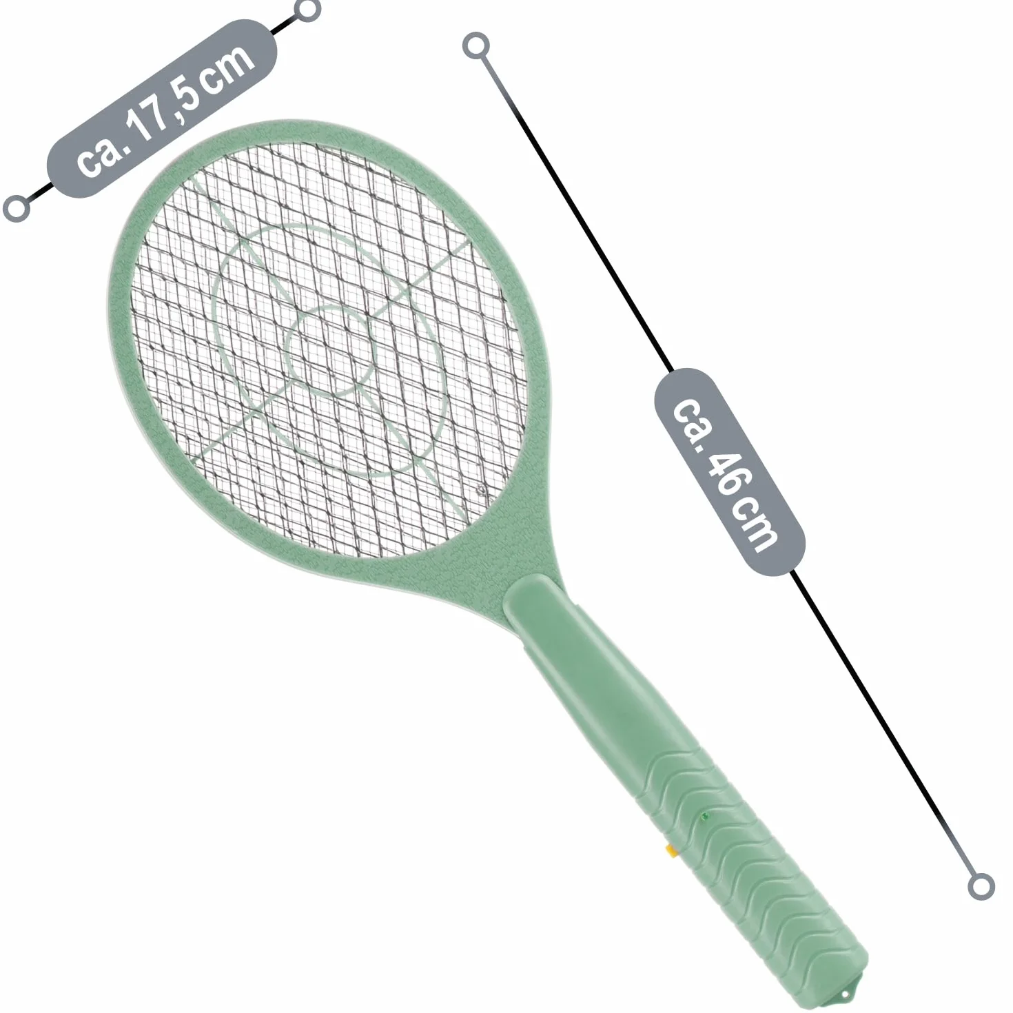 COM-FOUR® 2x Elektryczna Packa na Muchy 46 cm, Rakieta na Komary na Baterie, Urzadzenie do Zwalczania Owadów, Lapka na Muchy do Domu i Ogrodu [Kolory Losowe] (2 sztuki - mix kolorów)