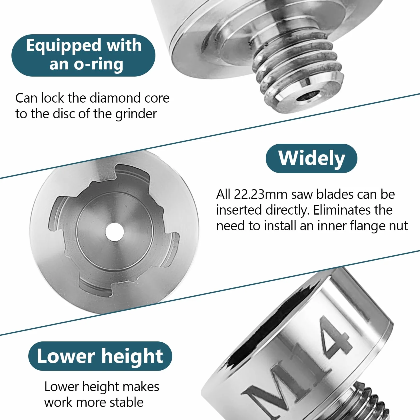 Adapter X-LOCK M14 X-lock-adapter ze stali nierdzewnej do szlifierki kątowej, ostrzy tnących, wierteł diamentowych
