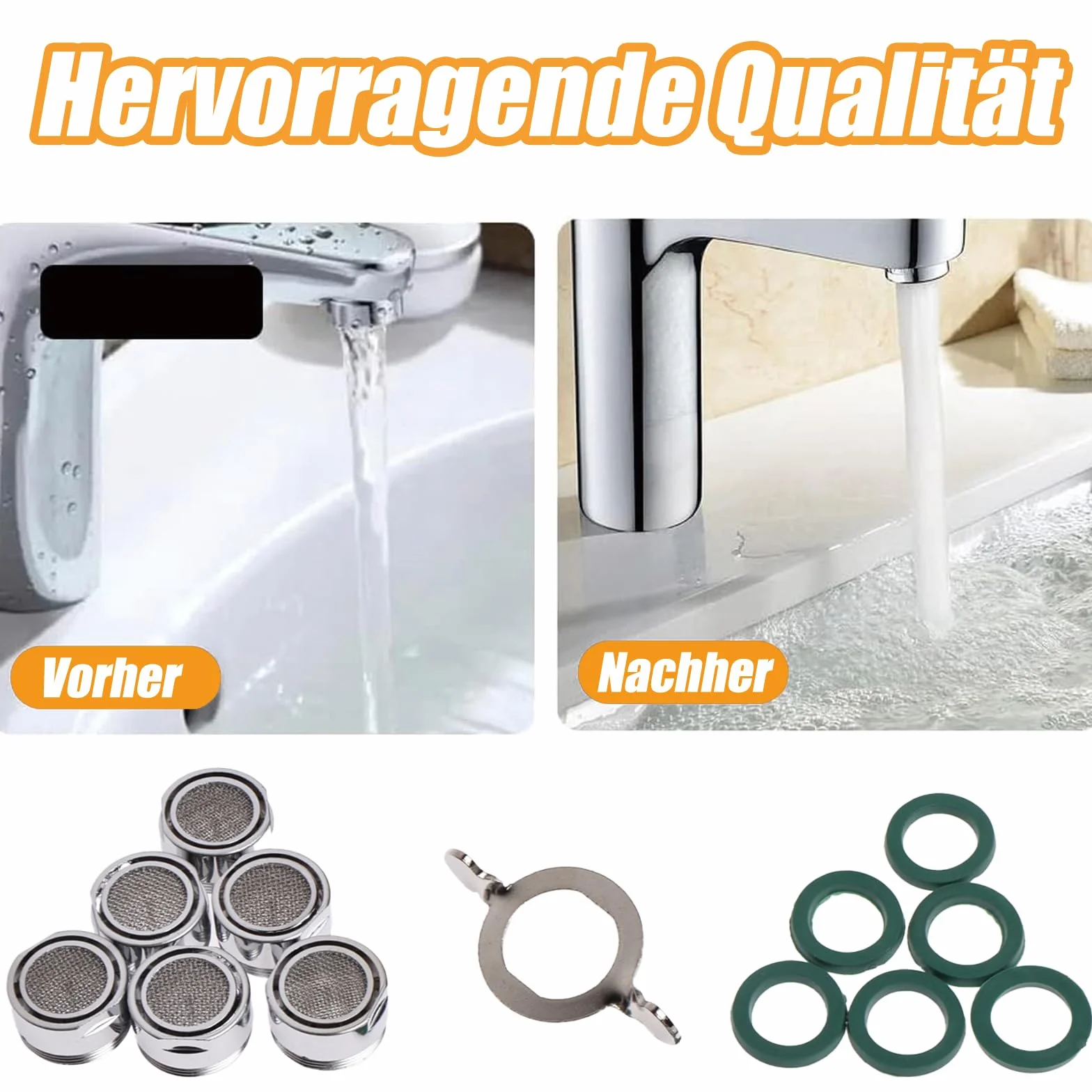 6 sztuk sitko do kranu M24, metalowy gwint zewnętrzny, część zamienna, dysza mieszająca z filtrem ze stali nierdzewnej i chromowanym kluczem do mieszania, do kranów kuchennych i łazienkowych