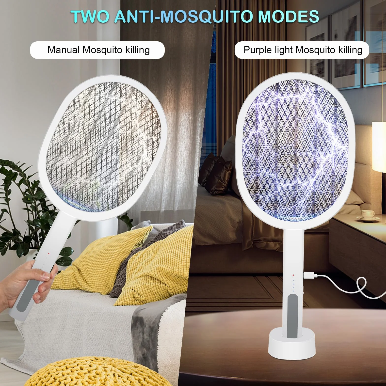 Elektryczna łapka na muchy 3000 V USB LED UV 2 w 1