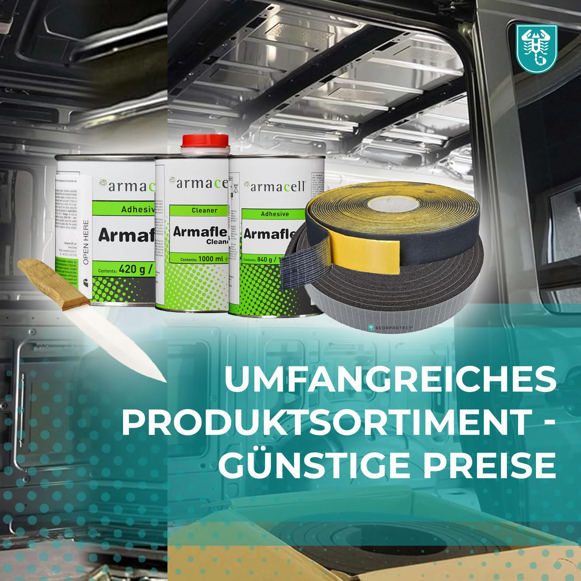 Armaflex armacell 520 klej do płyt kauczukowych i węży, puszka 1,0 l + smycz na klucze Scorprotect®