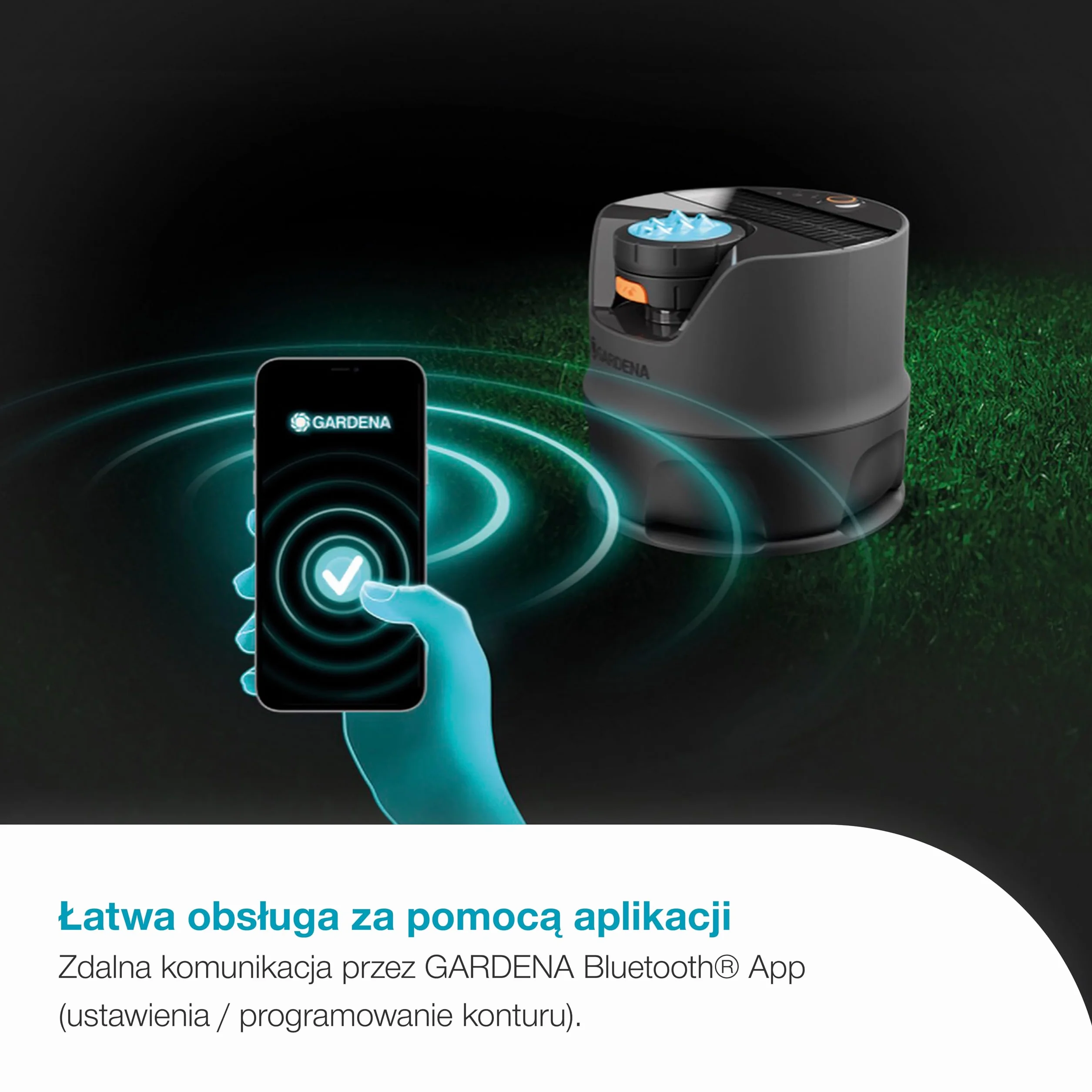 Gardena System nawadniania AquaPrecise, zasilany energią słoneczną, do trawnika