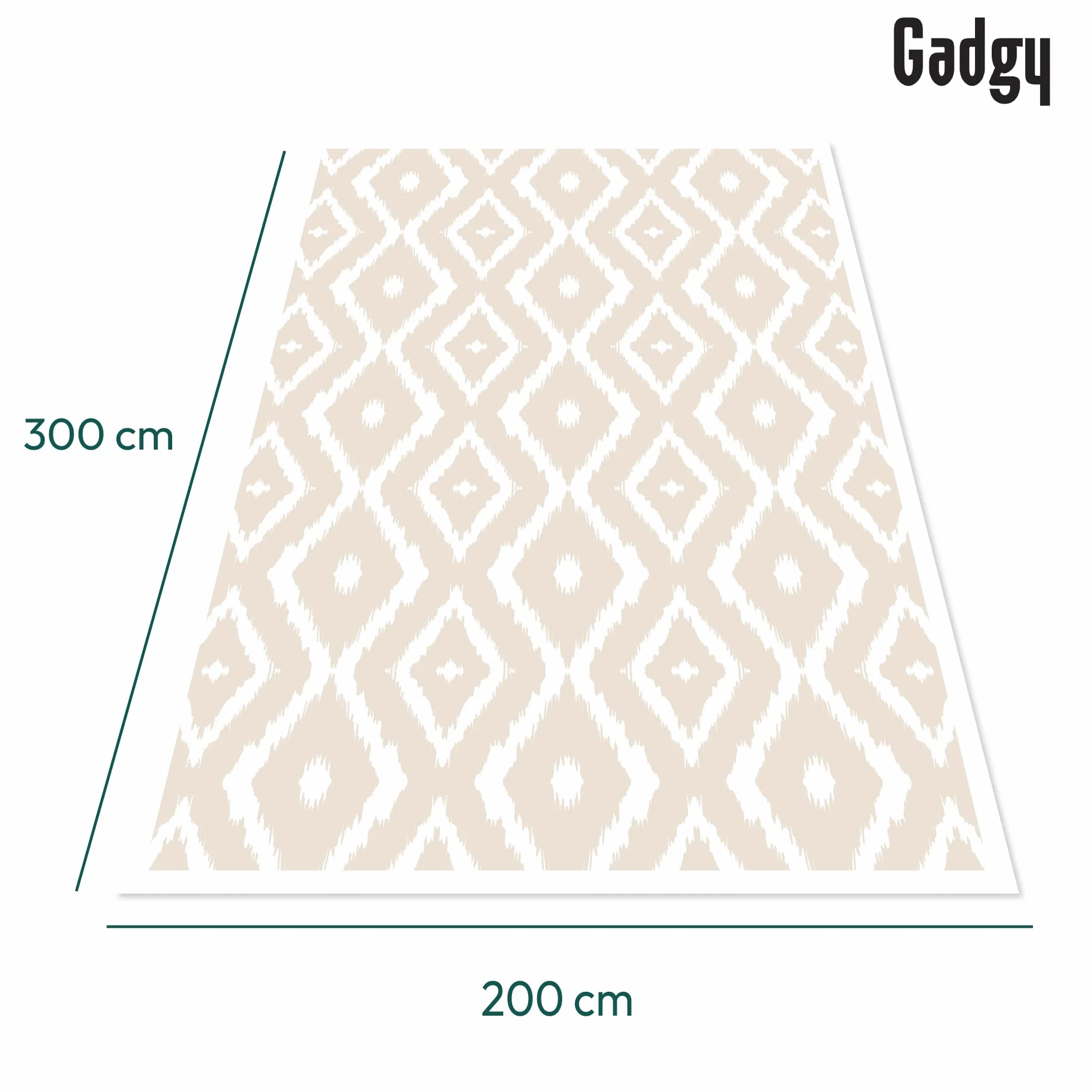 Checkered outdoor mat beige/white 200x300 cm