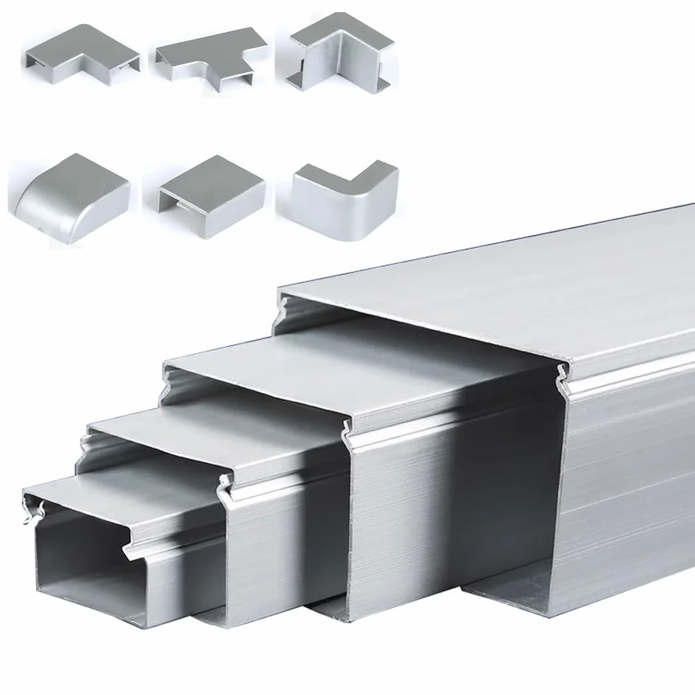 Aluminiowy system zarządzania kanałami kablowymi, zestaw otwartych przewodów do użytku wewnątrz i na zewnątrz, 80 x 40 mm
