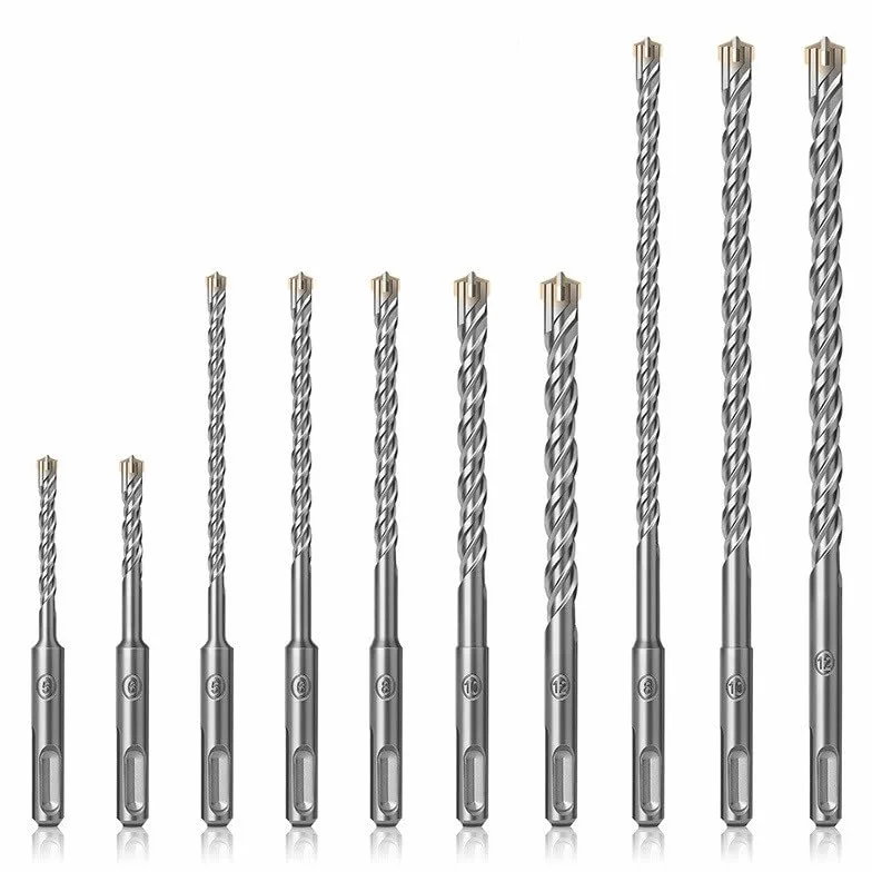 Wiertarka węglikowa, Zestaw wierteł do muru SDS Plus Końcówka krzyżowa z węglików spiekanych 5-16x110-310 mm Betonowa cegła kamienna 2-9 szt