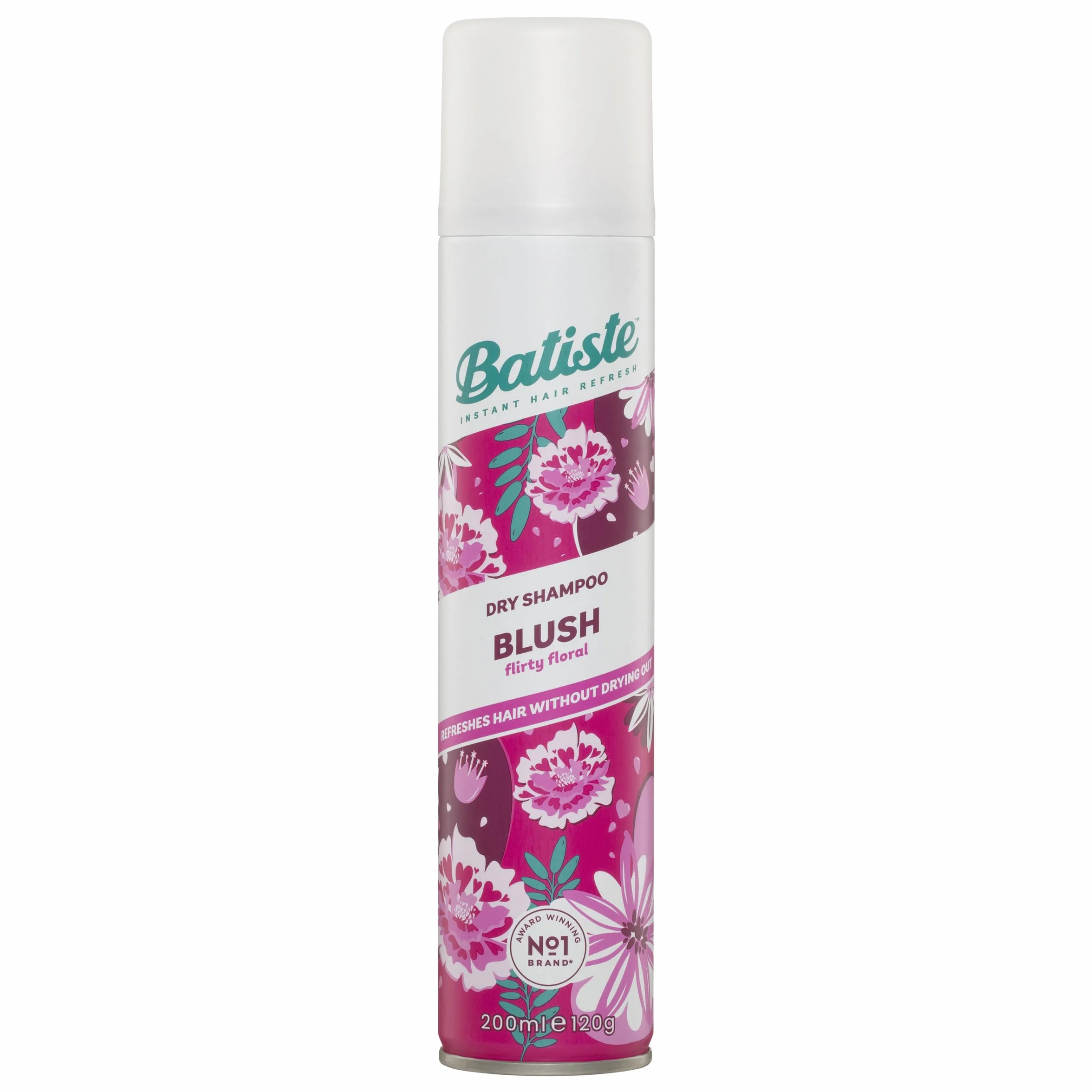 Suchy szampon Batiste w różu 200 ml, kwiatowy i zalotny zapach, bez sprayu do płukania do odświeżania włosów między praniami (opakowanie może się różnić)