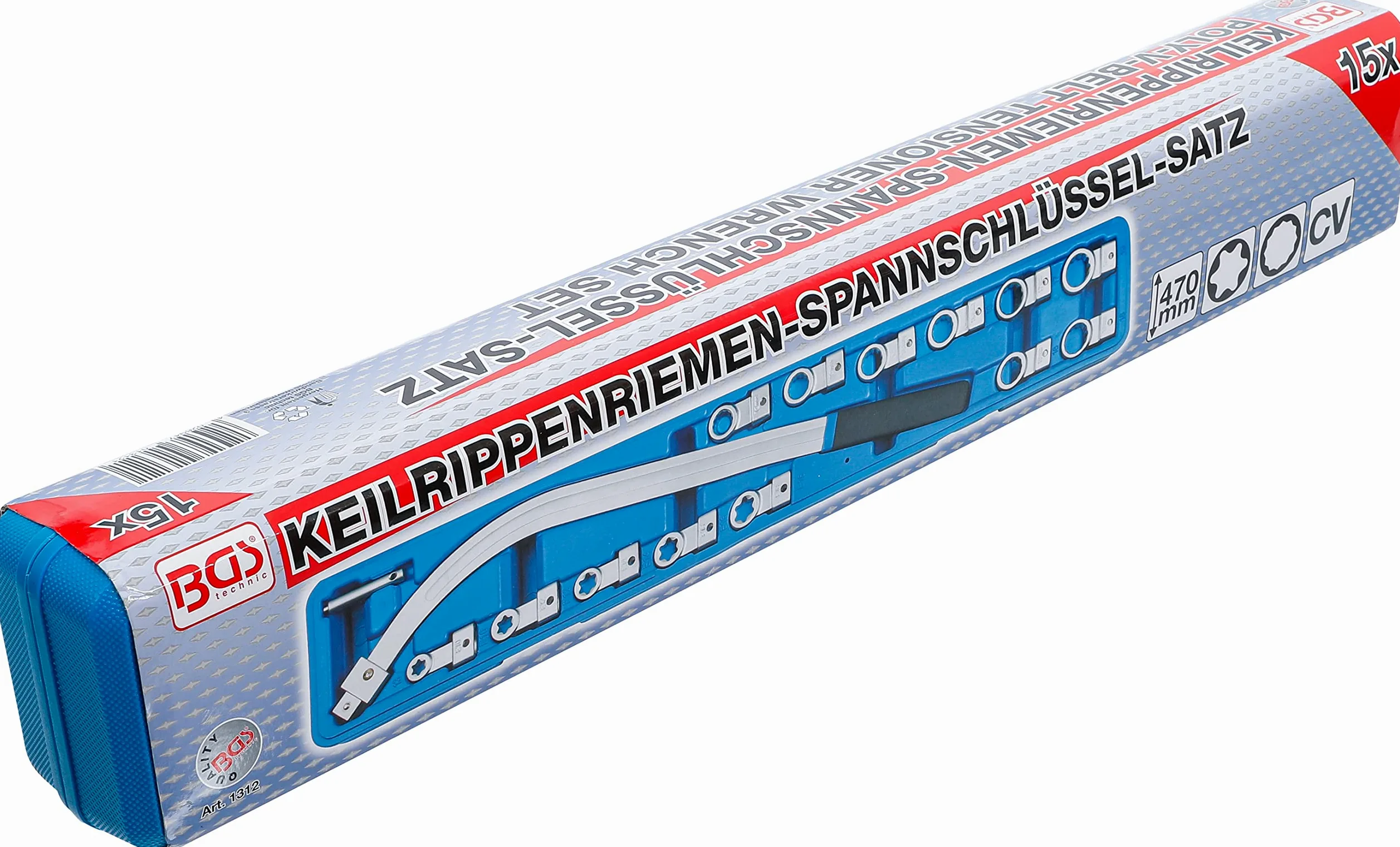 BGS 1312 | Zestaw kluczy do rolek napinających | trzpień dwunastokątny 12 - 19 mm / profil E E10 - E18 | 15 szt.
