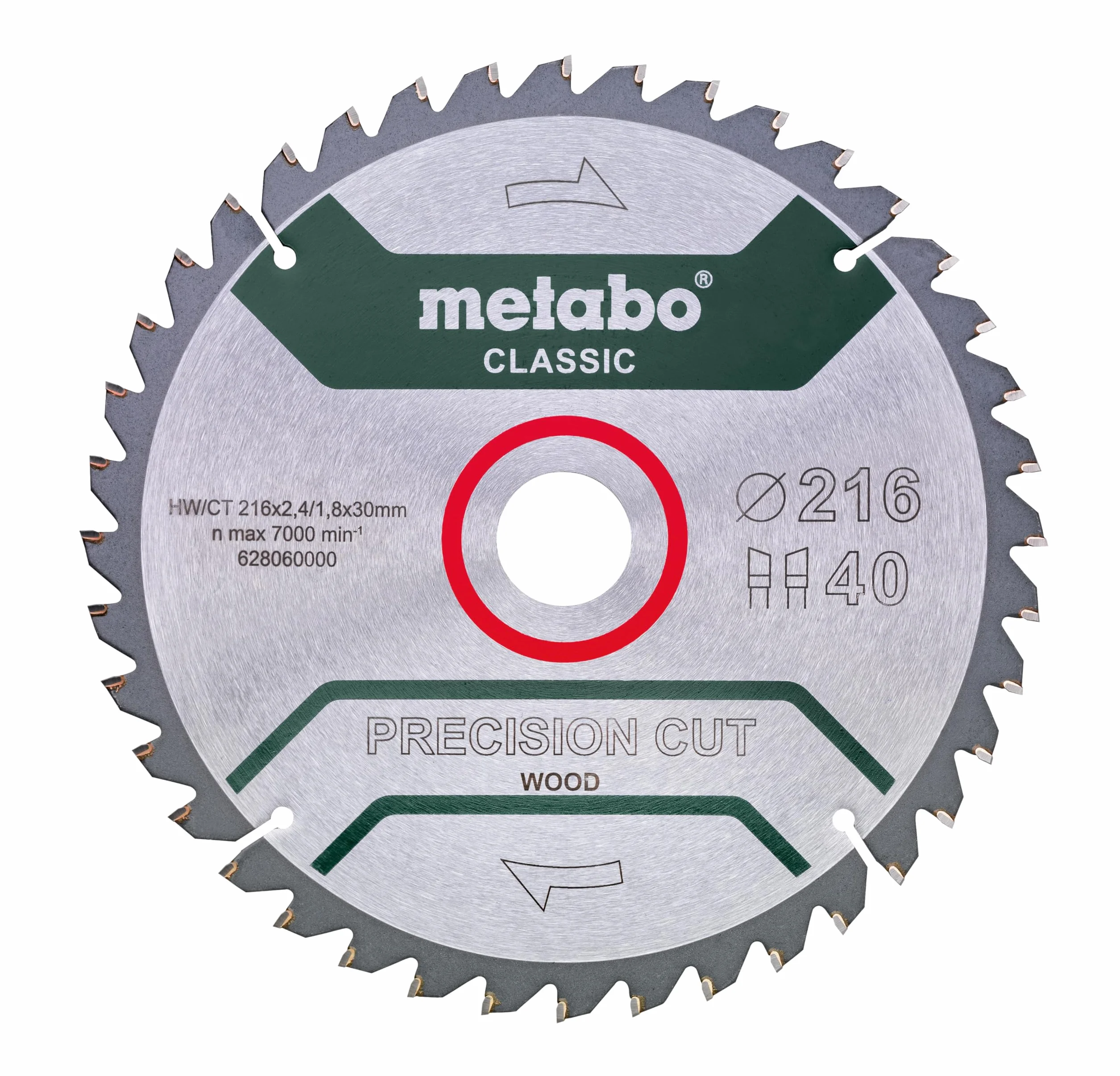 Metabo Brzeszczot Precision Cut Wood – Classic, 216 x 2,4/1,8 x 30, Z40 WZ 5° neg. – 628060000 – brzeszczot do czystego cięcia miękkiego i twardego drewna