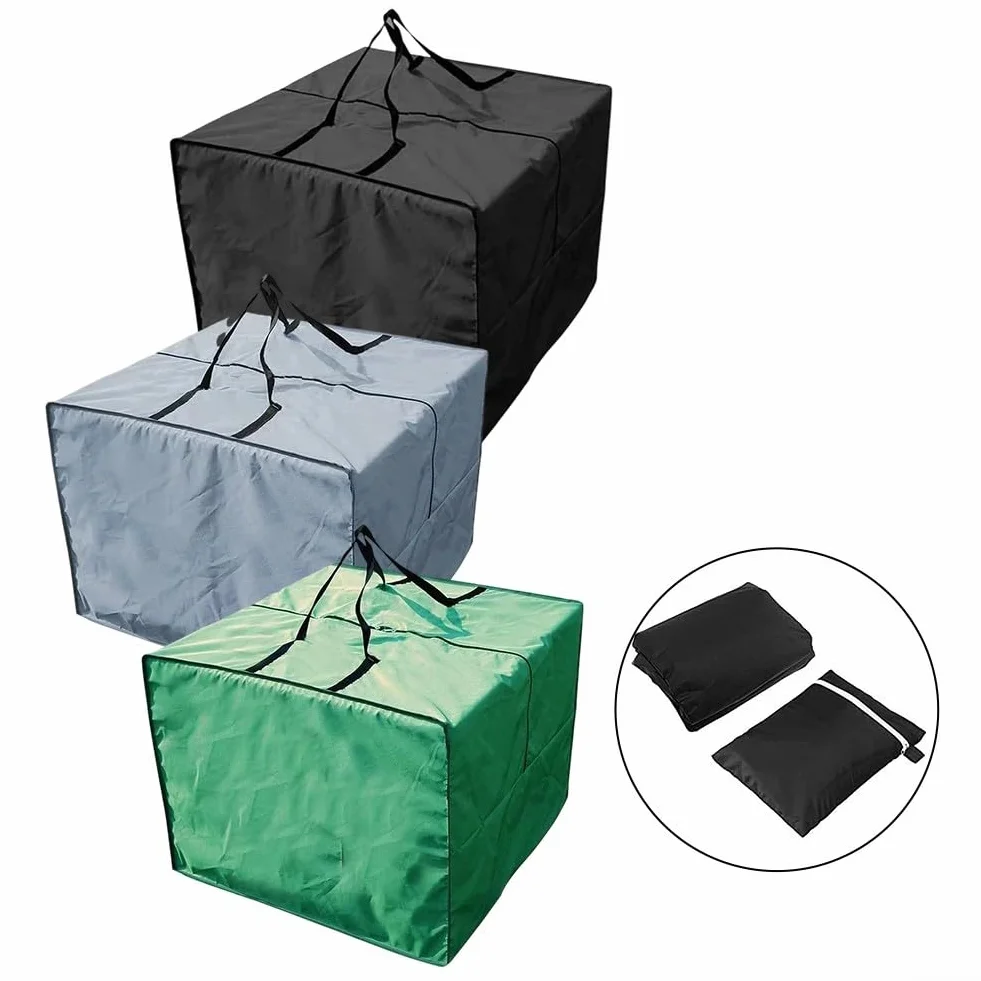 Torba do przechowywania na zewnątrz z uchwytami tkanina Oxford 420D wodoodporna pokrowiec na meble ogrodowe do przechowywania mat 81 x 81 x 61 cm (czarny)