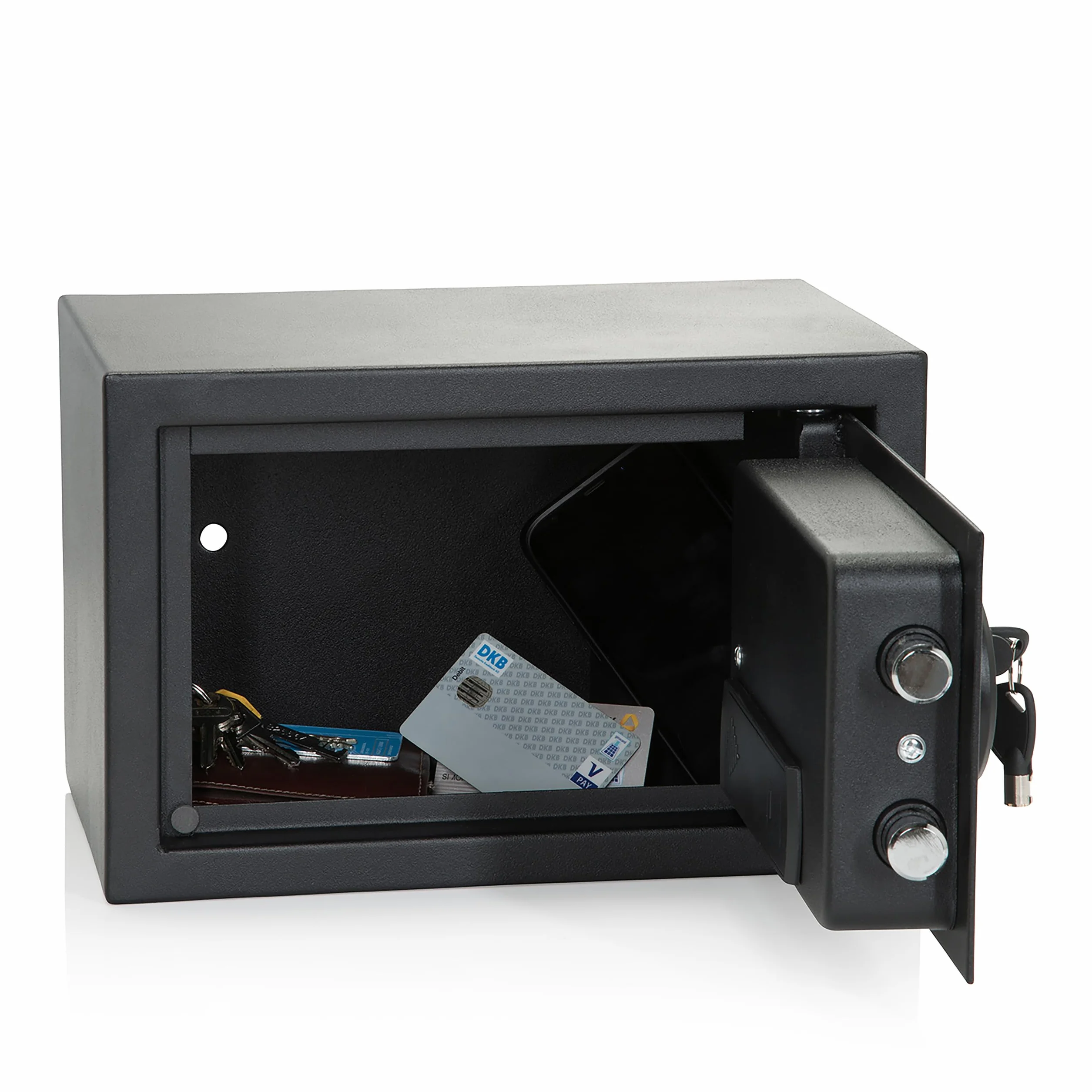 hjh OFFICE Safe Compact III sejf z zamkiem szyfrowym, 8,5 l, stalowy, czarny, sejf meblowy, zamek elektroniczny, 20 x 31 x 20 cm, 830040