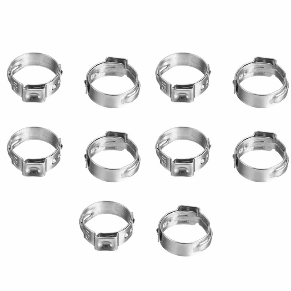 10 szt. pojedyncze klipsy do uszu ze stali nierdzewnej 304 6,5 mm - 50 mm, zacisk węża do rury rurowej, wytrzymałe zapięcie odporne na korozję 9,8, 12,3 mm