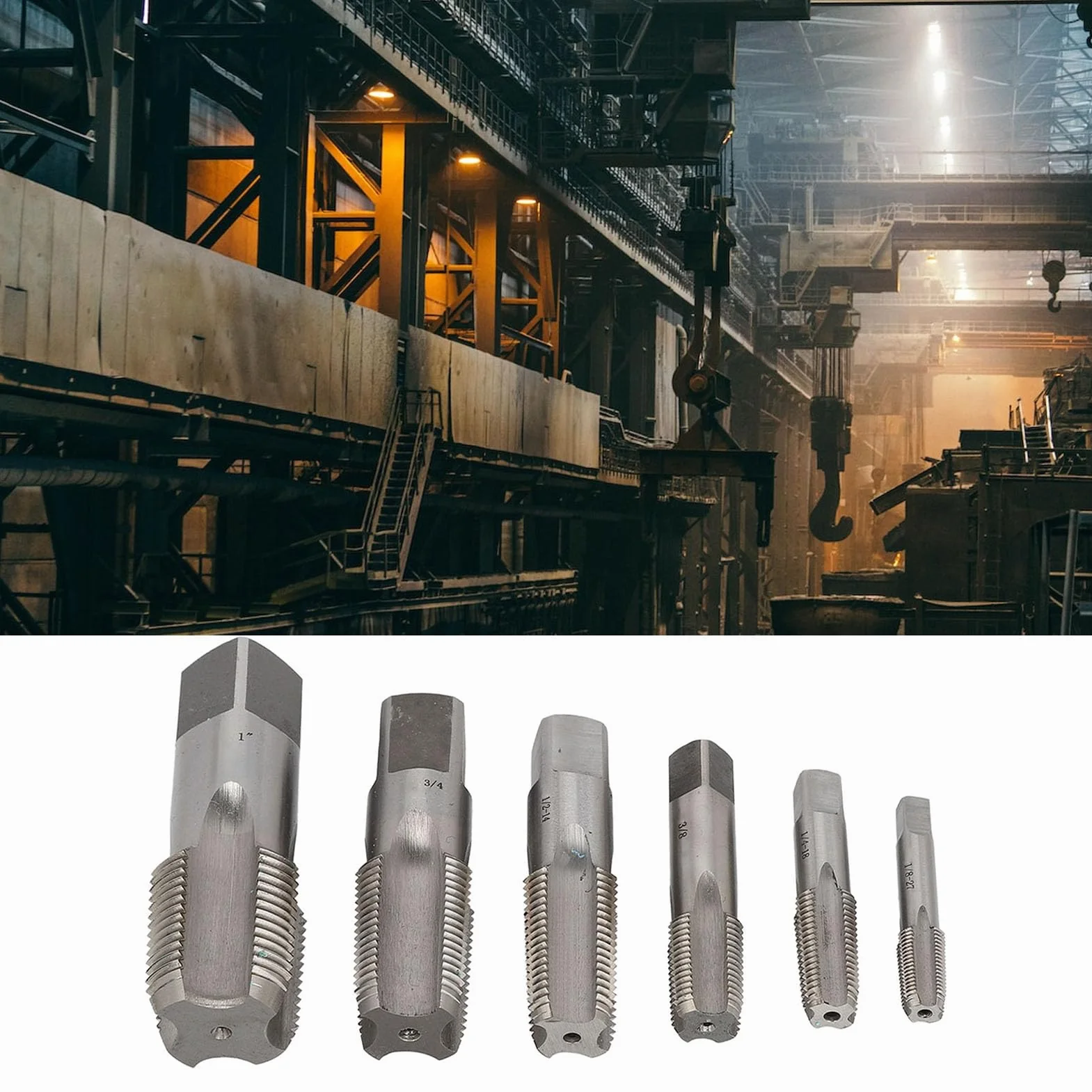 Zestaw Kranów Rurowych NPT HSS, 6 szt. Zestaw Kranów Rurowych NPT Gwint HSS Hydraulik Przemysłowe Pudełko do Przechowywania, Krany Rurowe