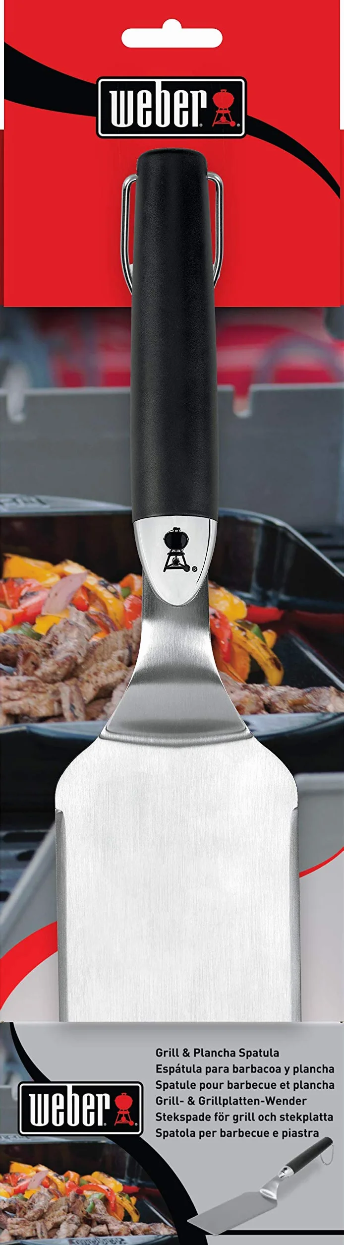 Weber Łopatka premium (40 cm), ze stali nierdzewnej, z antypoślizgowym uchwytem kompresyjnym, nadaje się do mycia w zmywarce – czarny/srebrny (6206)