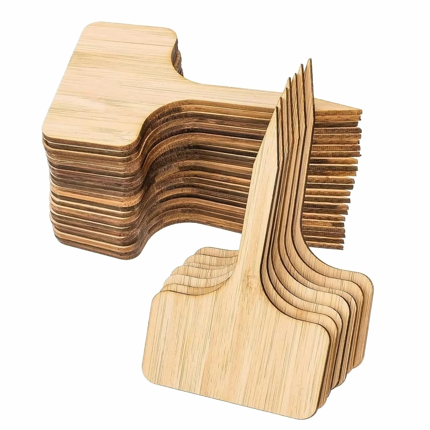 Deolven Etykiety do roślin bambusowe markery drewniane typu T 30 szt. 10 x 6 cm