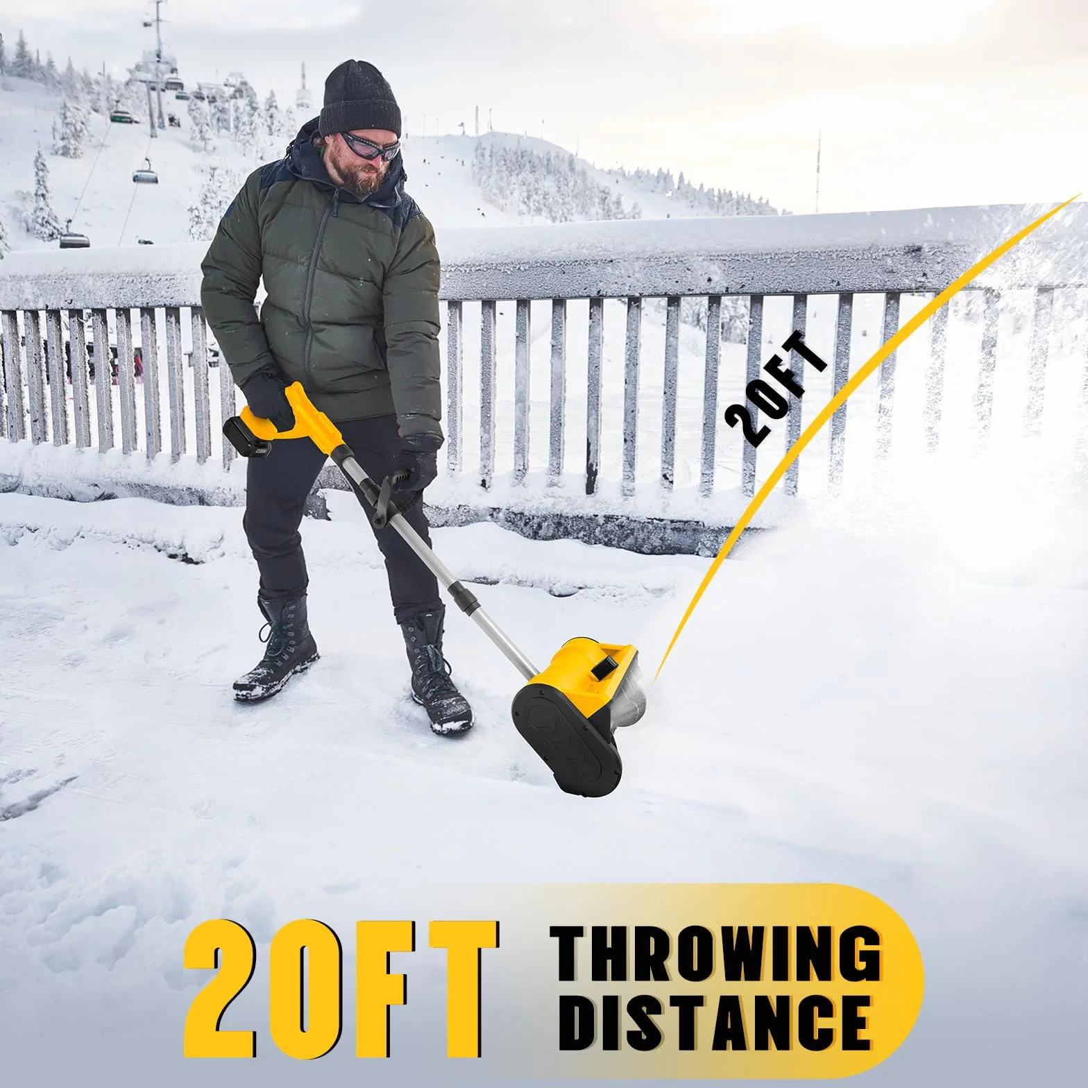 Bezprzewodowa odśnieżarka kompatybilna z akumulatorem Dewalt 20V Max, szerokość 32,5 cm, głębokość 24,5 cm, 136 kg/min, 500 W elektryczna odśnieżarka z bezszczotkowym silnikiem, zasięg wyrzutu 6 m