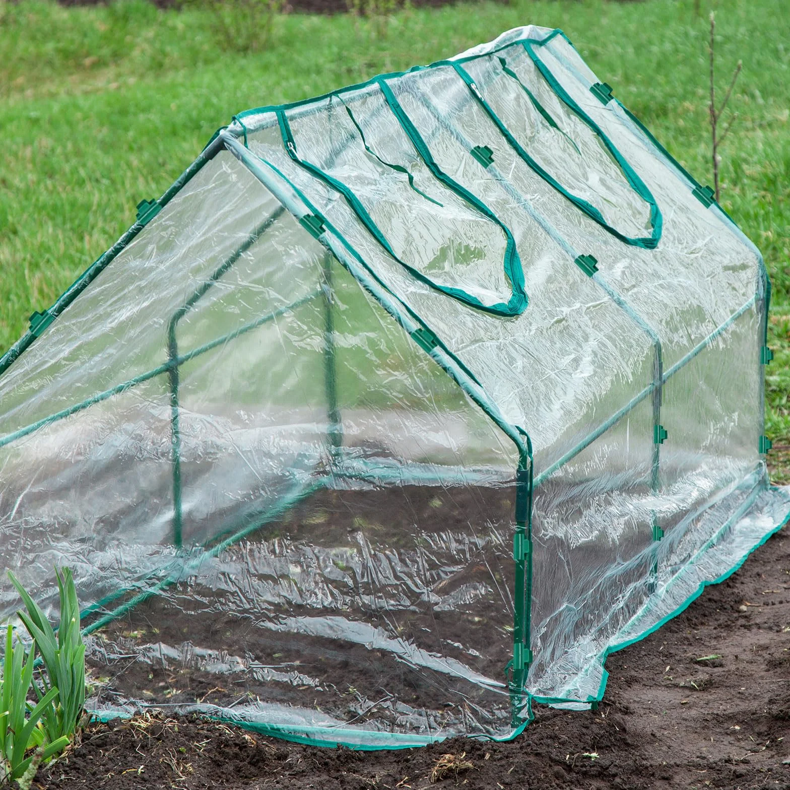 QUARKZMAN Zaciski szklarniowe do rur PCW 7/16", 40 sztuk klipsów foliowych, zacieniające pręty siatkowe, łuki ogrodowe do pokrycia rzędów, folia z tworzywa sztucznego (ciemnozielone)