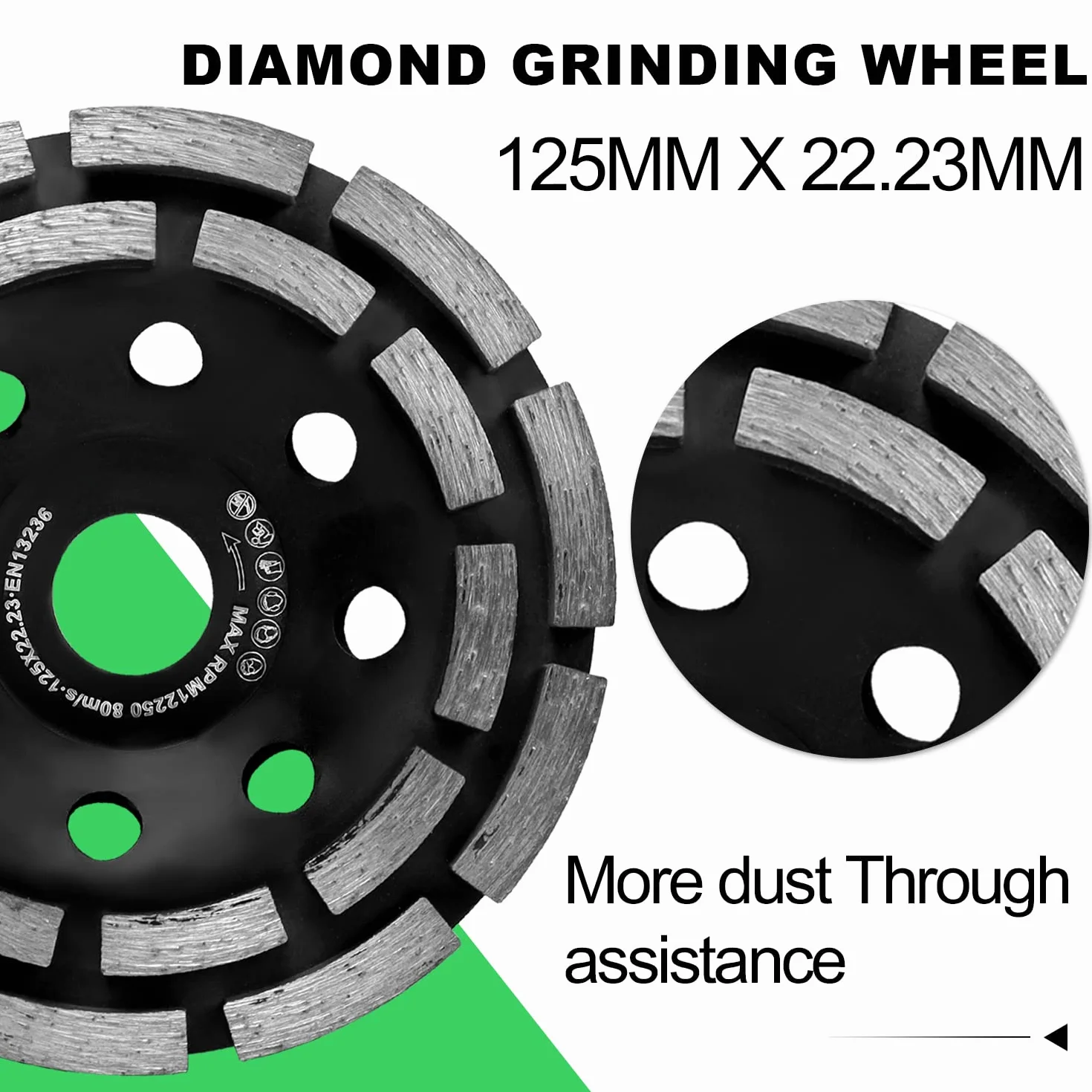 Okap ssący do szlifierki kątowej z wieńcem szczotkowym 115/125 mm + diamentowa tarcza szlifierska 125 mm x 22,2 mm
