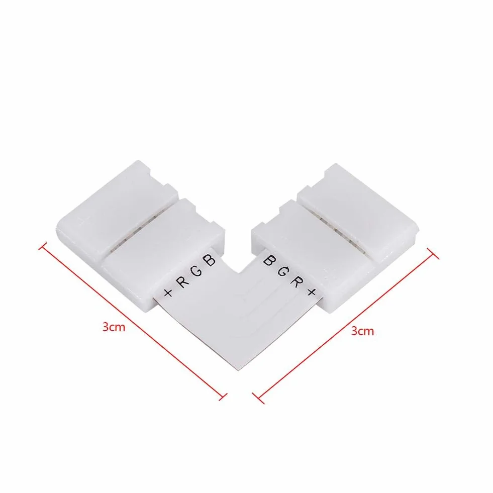 Fdit 5 szt. w kształcie litery L 4 piny 10 mm bez lutowania złącza narożne adaptery do taśm LED RGB 5050 RGB bez lutowania taśma świetlna LED 90 stopni złącza narożne