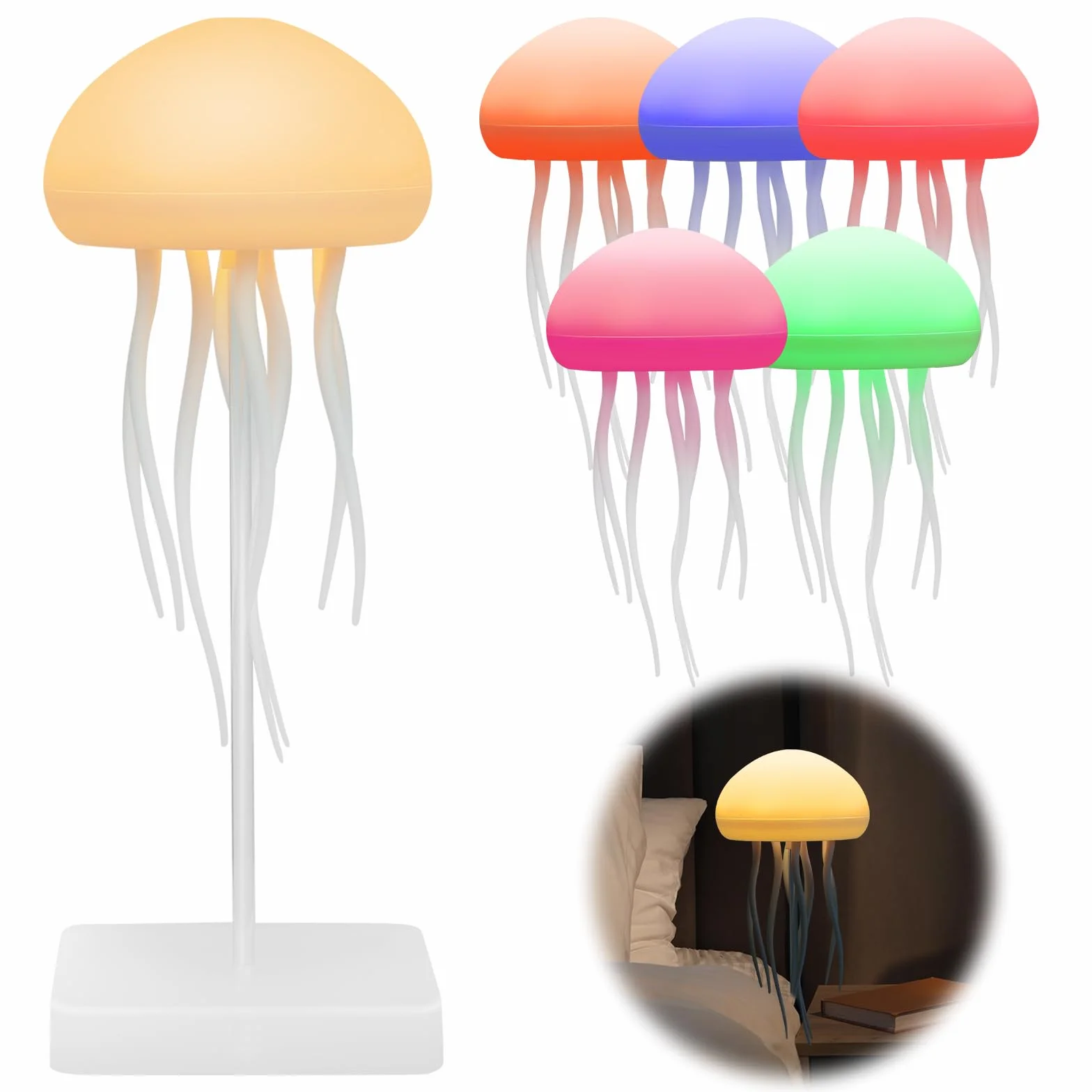Lampa Jellyfish Led, Lampa Nastrojowa Rgb Z Wielokolorowym Gradientem Meduz, Akumulatorowa Lampa Stołowa Z Meduzami, Sterowana Głosem Lampa Stołowa, Lampa Meduz Na Biurko I Przy Łóżku