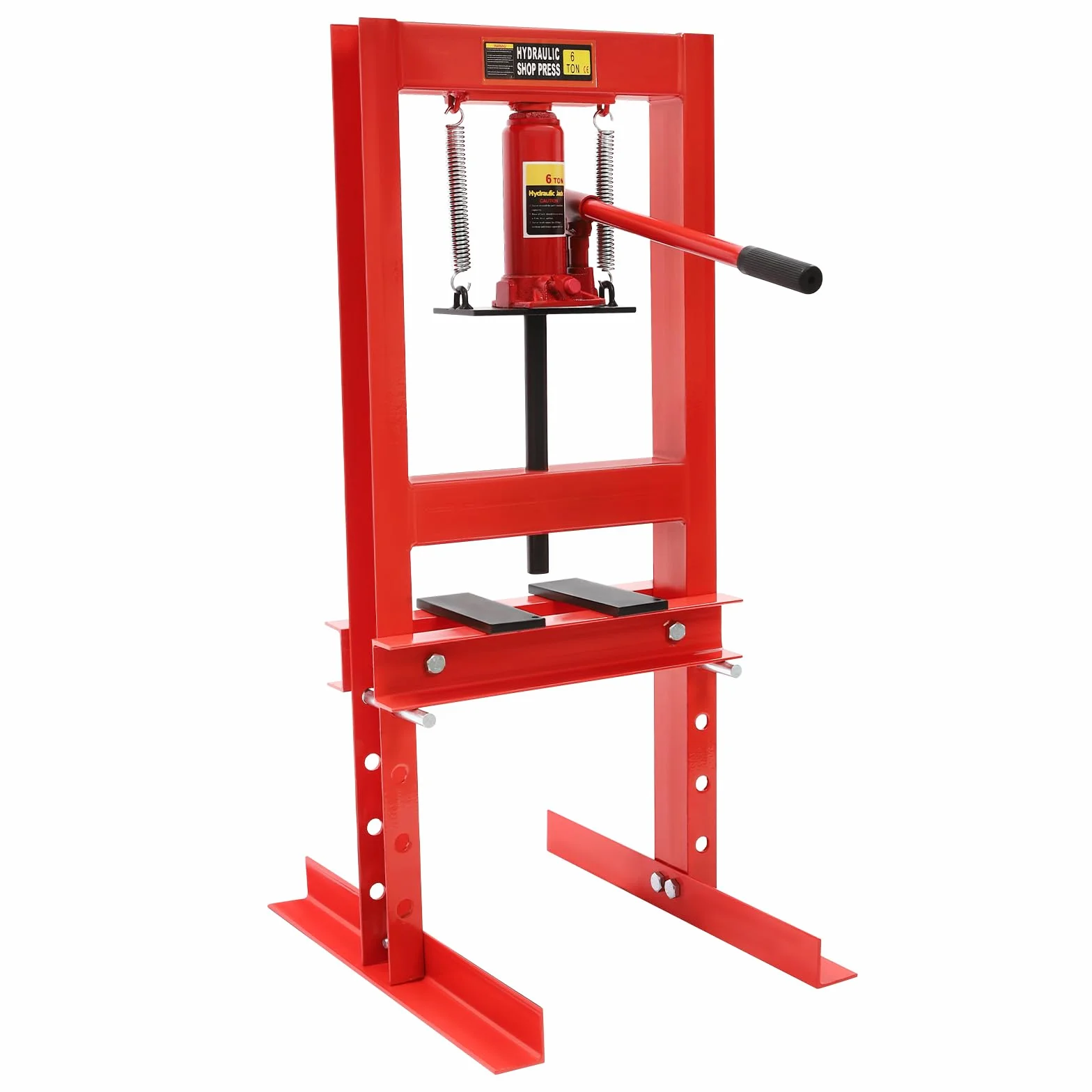 Prasa hydrauliczna 6T regulowana wysokość, profesjonalna prasa warsztatowa, zestaw elementów dociskowych 50-110 mm, prasa łożyskowa do warsztatów samochodowych, warsztatów mechanicznych i garaży