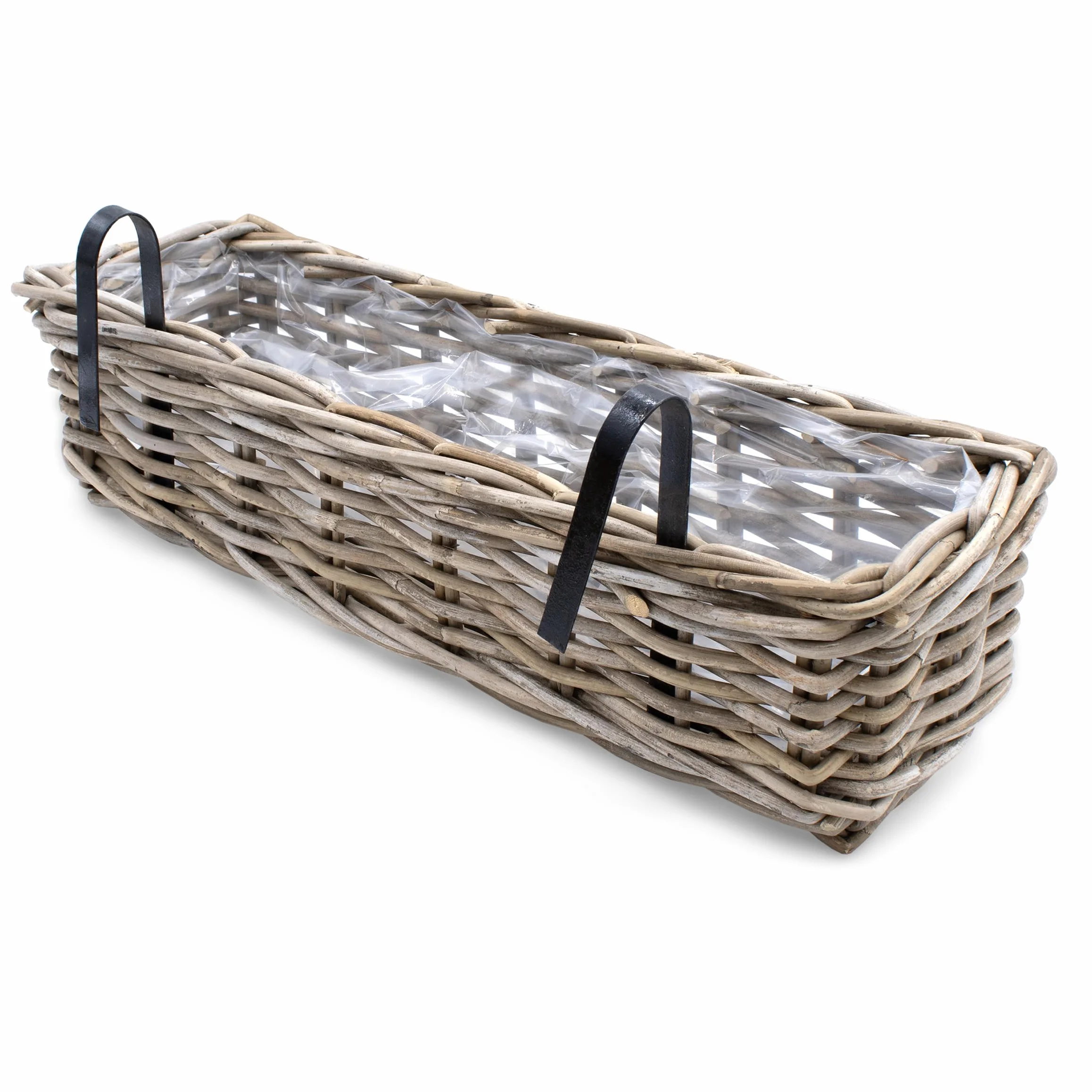 Rattanowa skrzynka balkonowa 60x20 cm zestaw 2 sztuk naturalna wiklinowa
