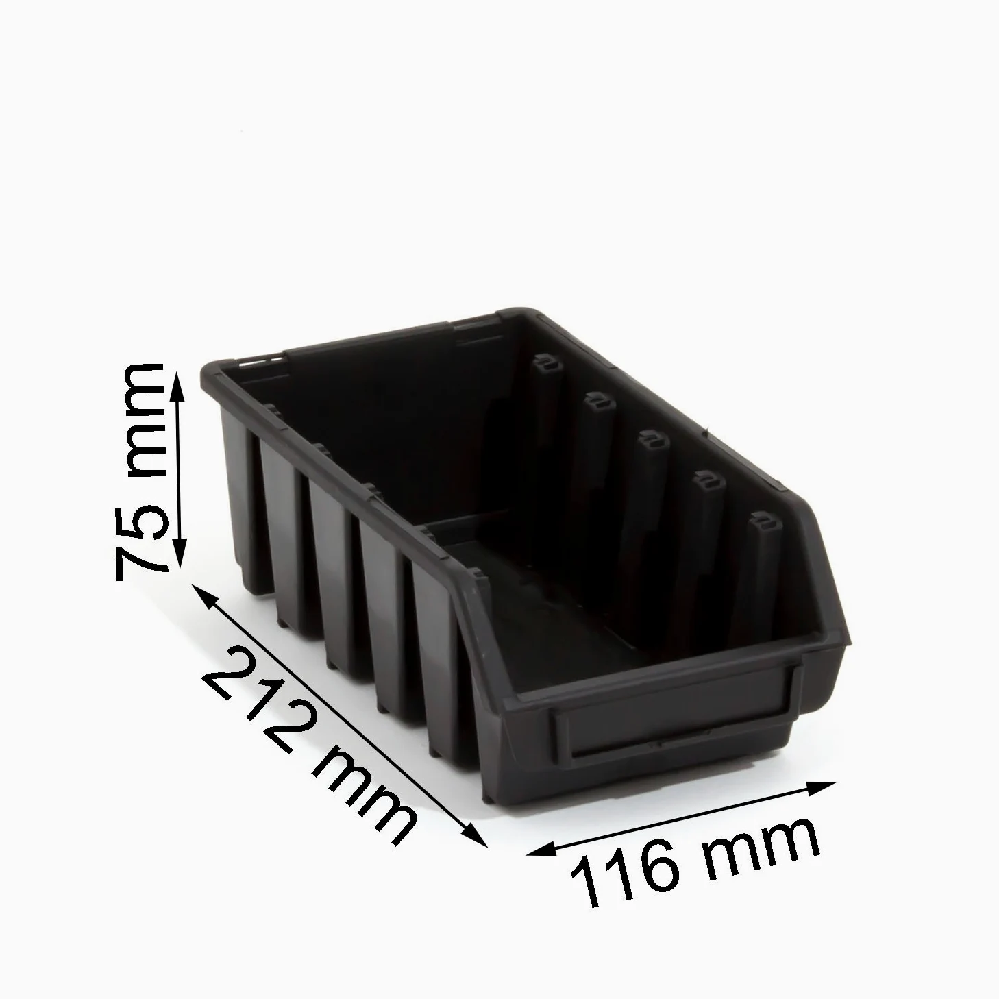 Zestaw 100 ERGO-Box M czarny kosz do przechowywania do warsztatu lub garażu, rozmiar 2 l