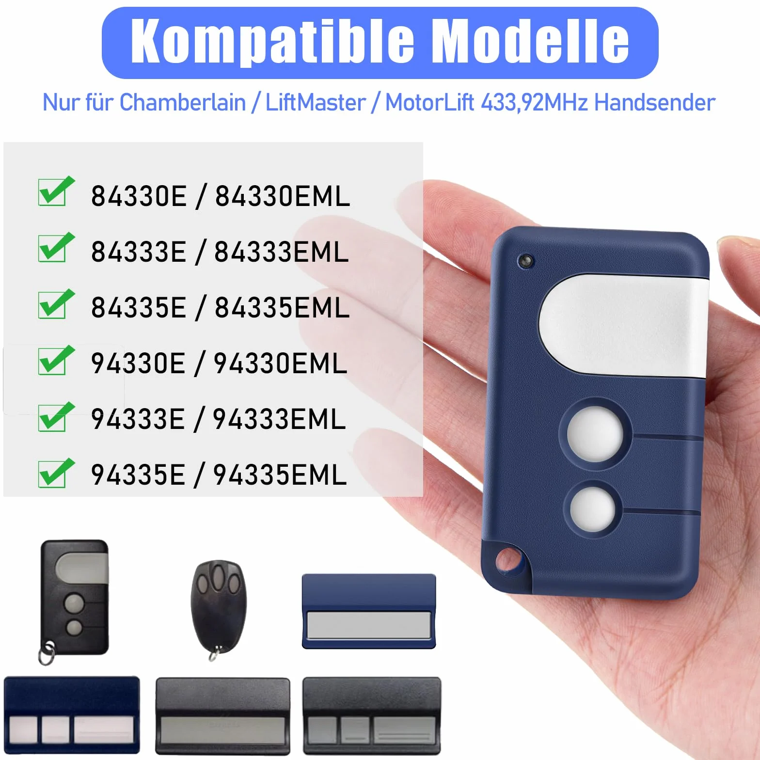 pepape Garage pilot zdalnego sterowania kompatybilny z Chamberlain LiftMaster MotorLift 84335EML, 84333E, 94333,92 MHz, pilot Garaż do MotorLift ML500, ML700, 2 szt