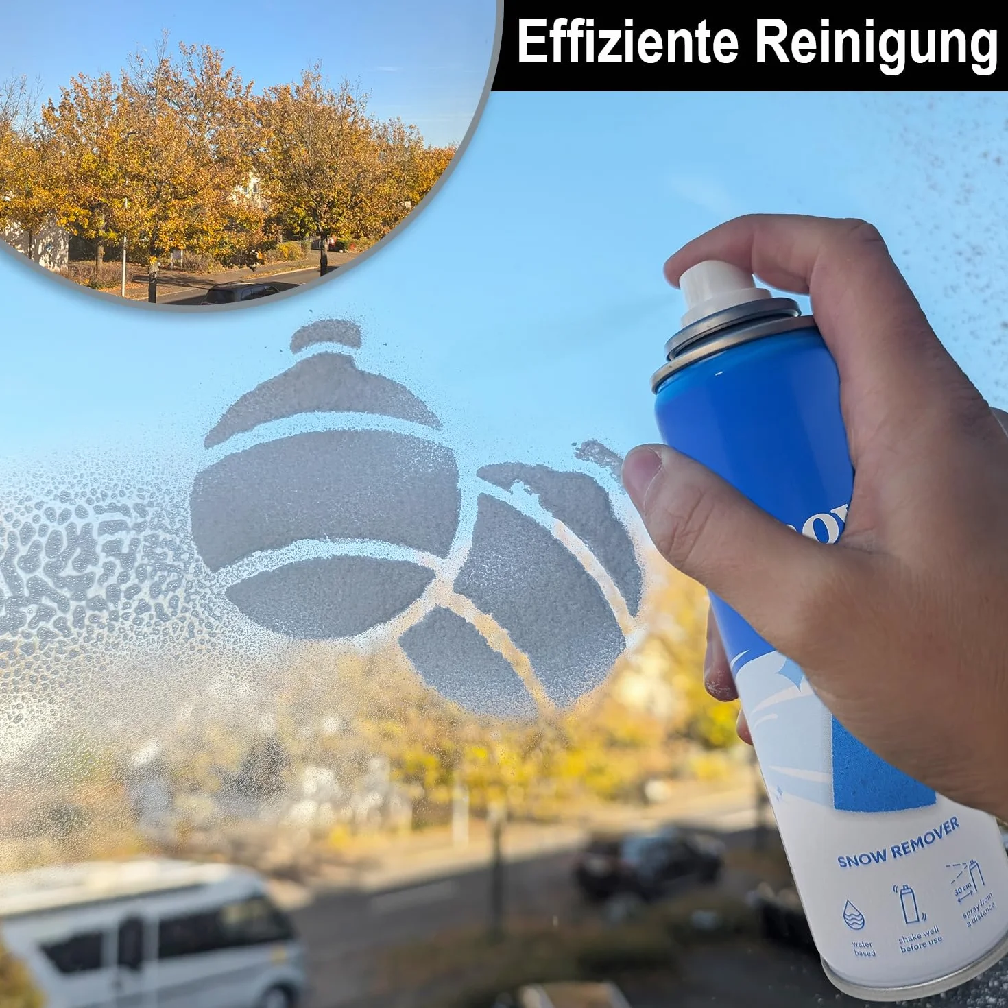 COM-FOUR® środek do usuwania śniegu spray do okien i luster świecący w ciemności