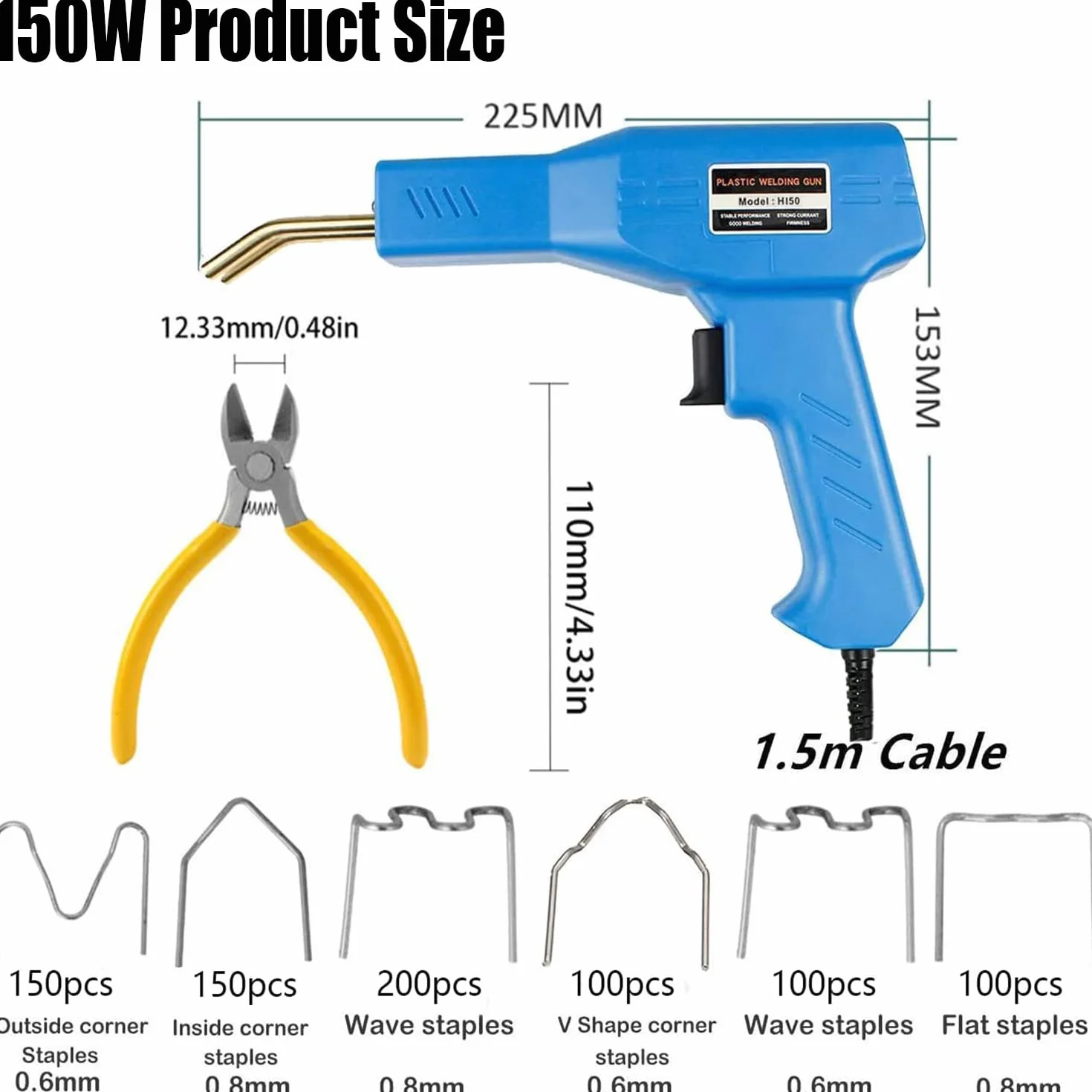 Maszyna do spawania tworzyw sztucznych 150 W, naprawa pistoletu spawalniczego z 800 szt. zszywaczem na gorąco, zestaw naprawczy zderzaka samochodowego, spawanie tworzyw sztucznych narzędzie do naprawy
