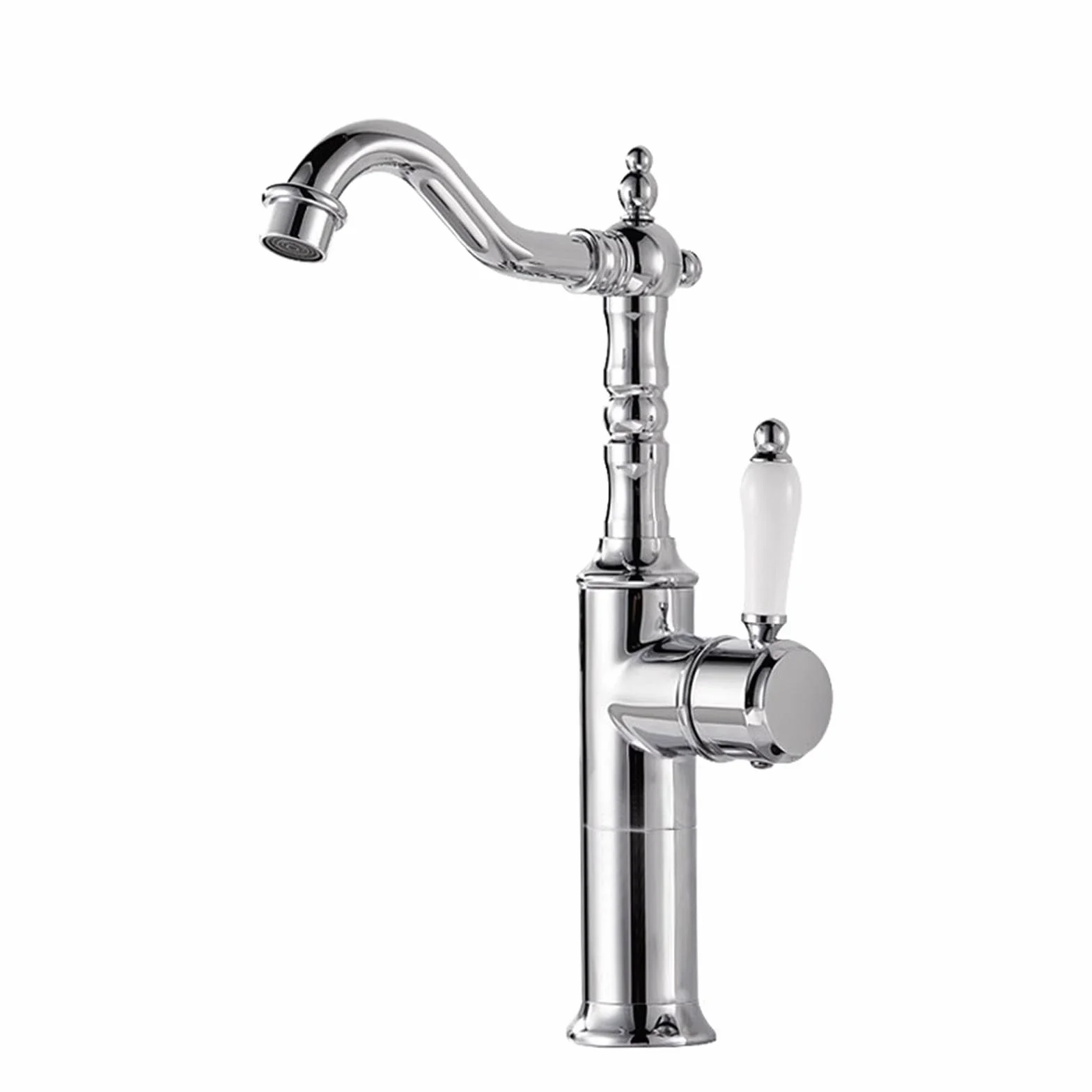 Obrotowy zlew łazienkowy bateria umywalkowa z pojedynczym uchwytem, ​​retro bateria zlewozmywakowa, antyczna toaleta Vanity Vessel bateria zlewozmywakowa z kranu mosiądz,Electroplating,Tall