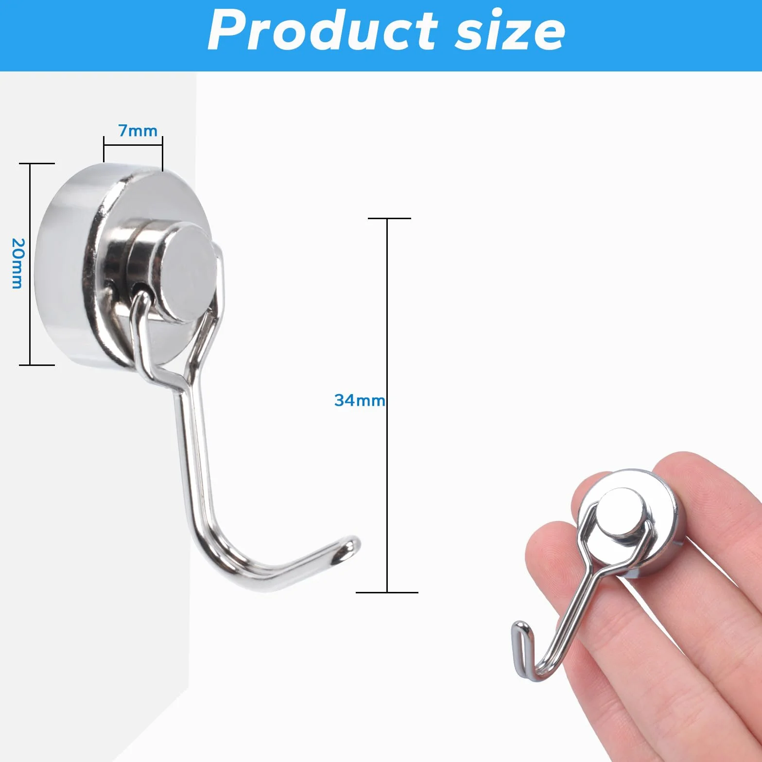 Haczyki magnetyczne bardzo mocne magnesy neodymowe 20 mm z mocnym hakiem małe magnesy obrotowe haczyki żelazna na lodówkę, sufit, kuchnia, ciężki, 6 sztuk