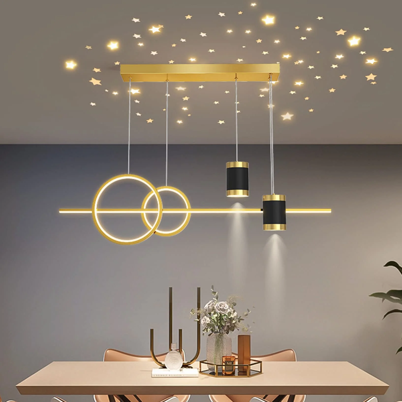 Jadalnia lampa wisząca LED do ściemniania, nowoczesna lampa sufitowa LED do salonu żyrandole z pilotem LED Nowoczesna lampa sufitowa do salonu, sypialni, kuchni, kawiarni, baru, oświetlenia sufitowego