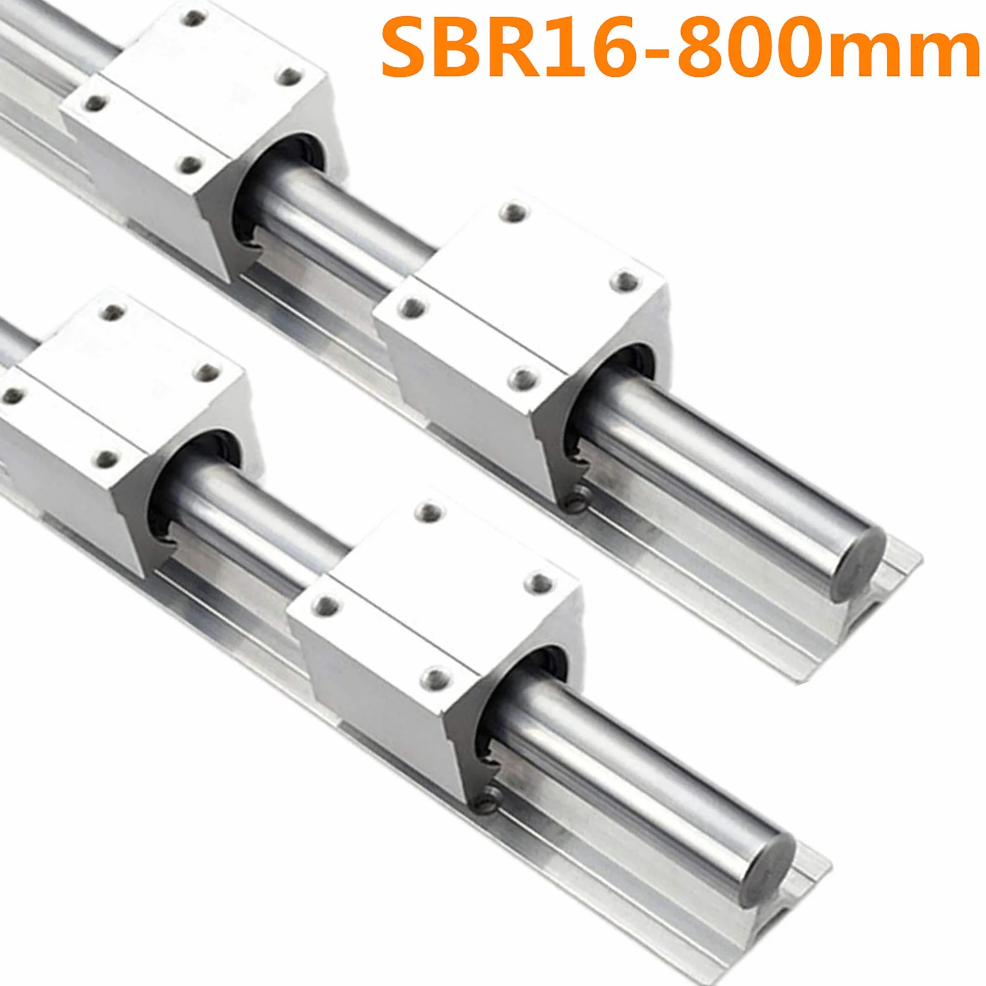 2 x szyna liniowa 16 mm SBR16-800 mm + 4 bloki łożysk przesuwnych SBR16UU, długość prowadnicy liniowej 800 mm, do pełnego wspornika