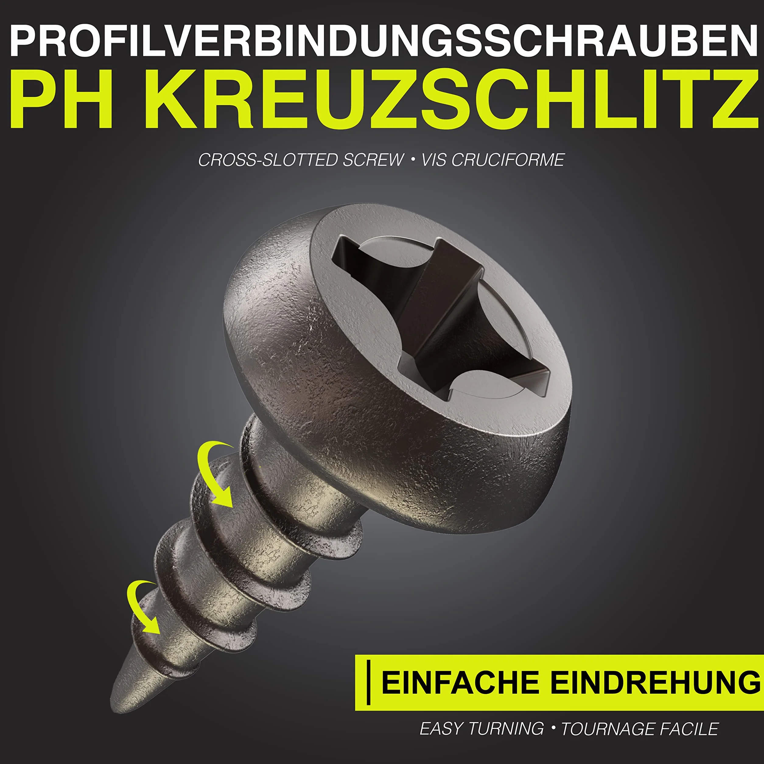 Śruby łączące profil premium, 3,9 x 11 mm, 500 sztuk, wkręty blaszane, czarne, śruby do suchej zabudowy, Made in Germany, z rowkiem krzyżowym