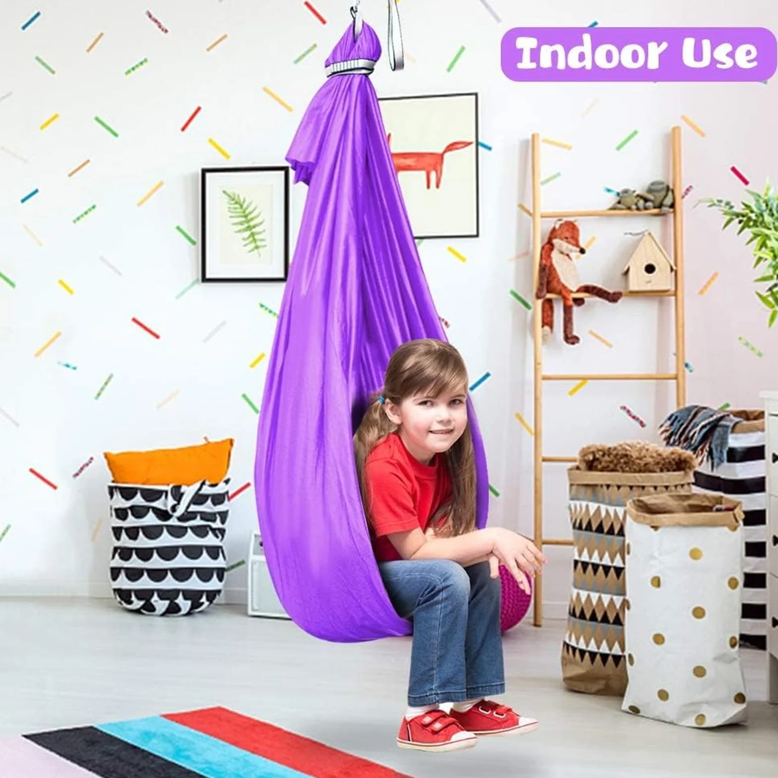 Sensory Hammock Swing Kids, Aerial Hammock, Elastic Snuggle Rocking huśtawka na sypialnię plac zabaw Treehouse ogrodowy Camping