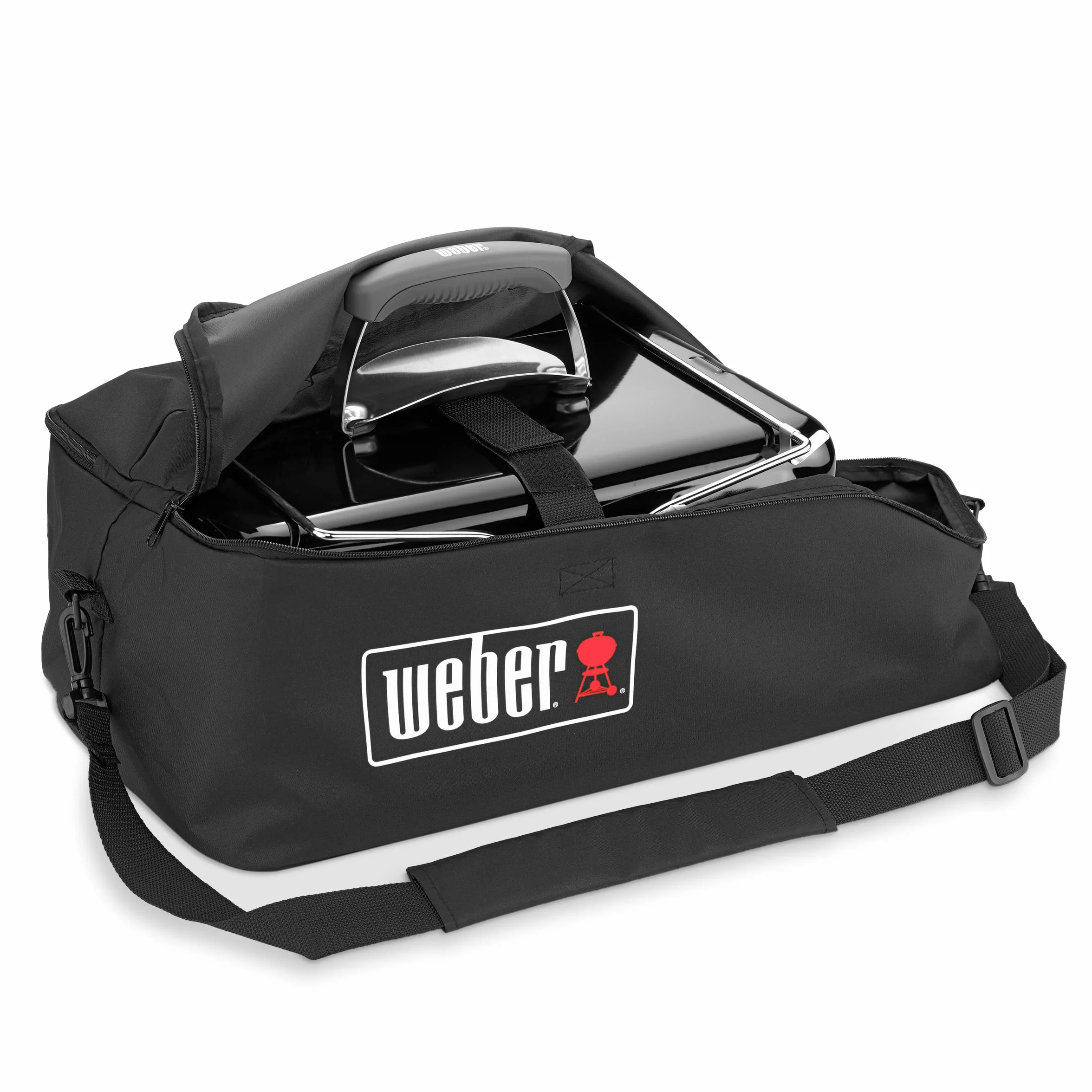 Weber Premium Torba Transportowa na Grill Go-Anywhere, Regulowany Pasek na Ramię, Oddychająca, Odporna na UV i Wodę, Ochrona przed Wiatrem i Pogodą, Czarna (7160)